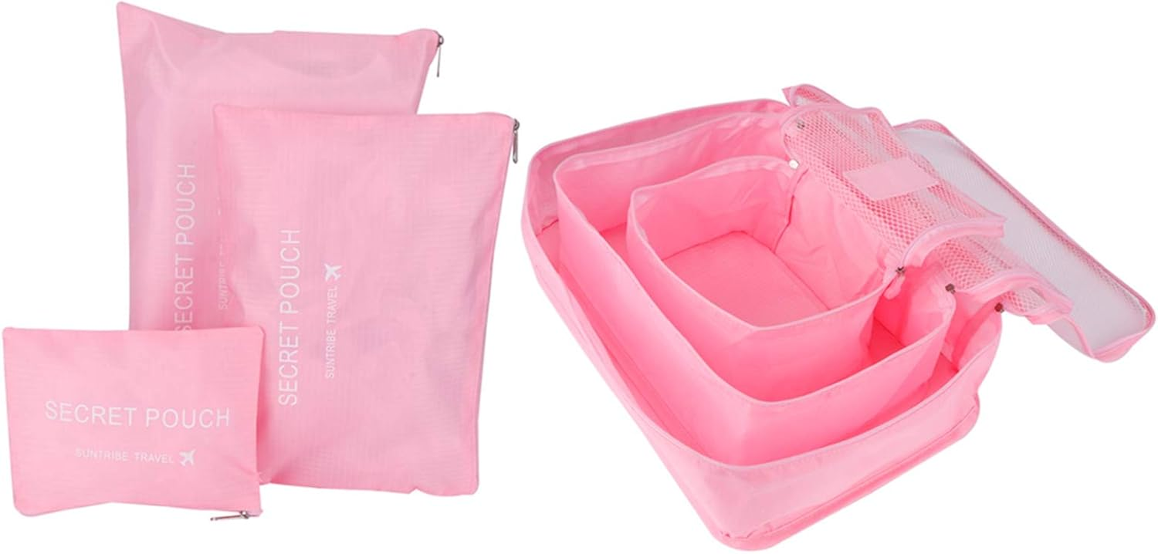 6Pcs Travel Clothing Organizer Bags with Breathable Net Cloth Multi-Size Set Spacious Interior Lightweight for Suitcase Packing Hiking Camping Gym Traveling Men Women Kids