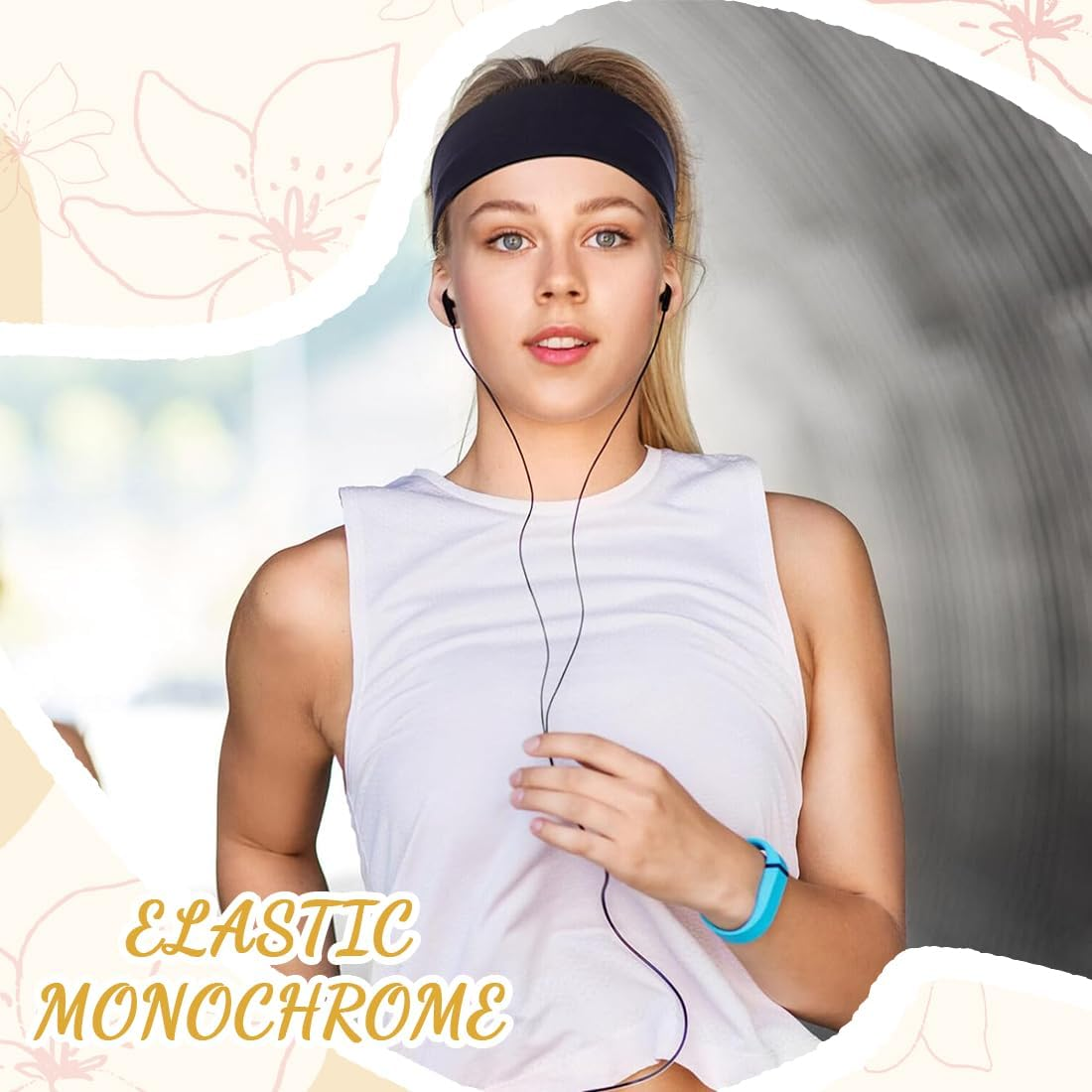 XYTAHDM Pack of 2 Headbands, Black Hair Band, Elastic Headband, Non-Slip Headbands for Women, for Running, Cycling, Yoga, Fitness image number 4