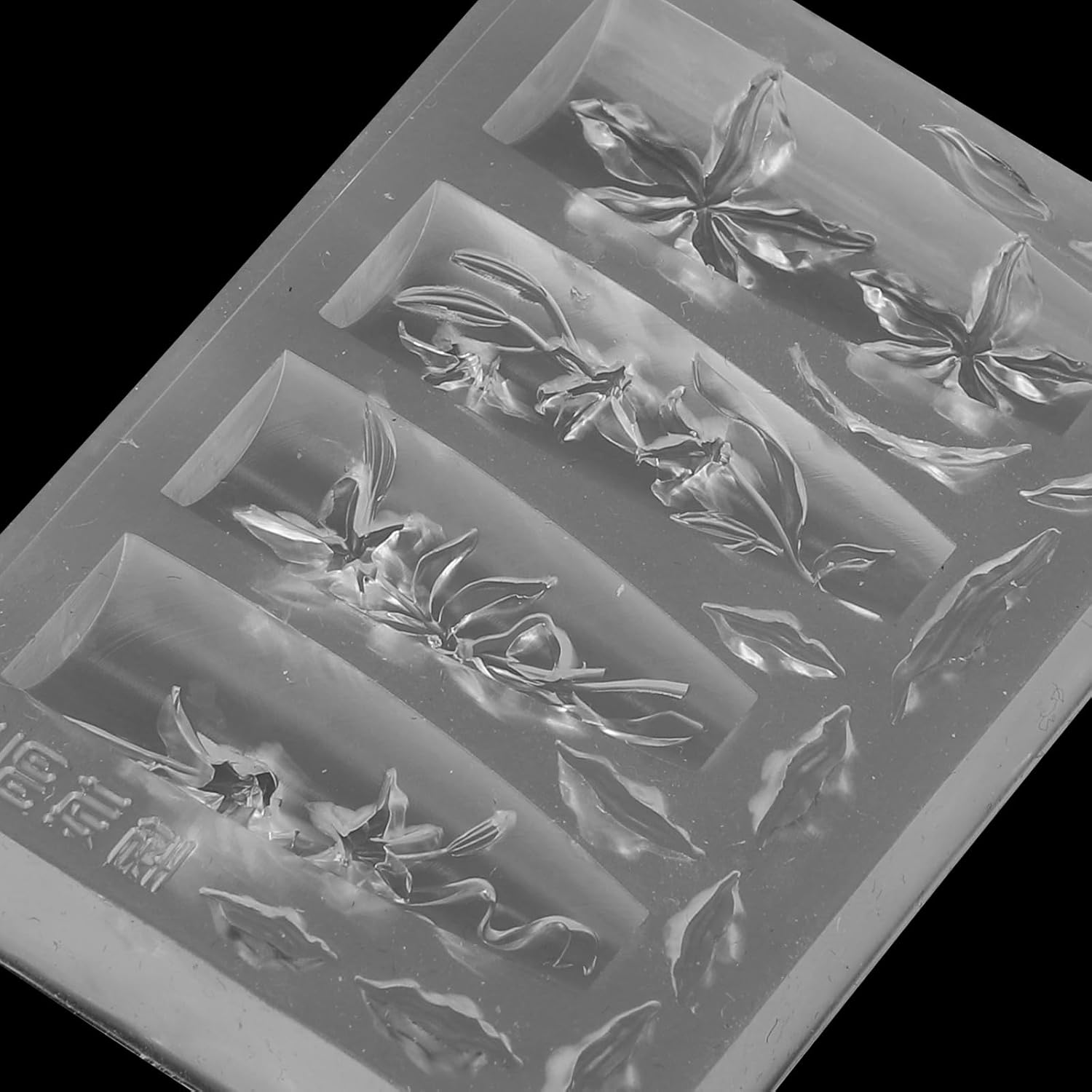WRITWAA Silicone Nail Mold: 3D Lily Flower Nail Mold Silicone Carved Template for Manicure Art Chinese Style Floral Embossed Mould for Salon and Home image number 6