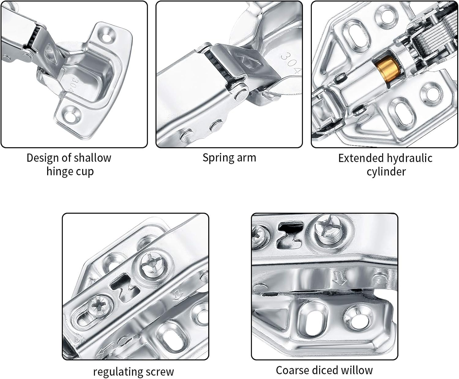 2Pcs Cabinet Door Hinges Kitchen Cabinet Hinges Folding Spring Furniture Hinges with Screw, Invisible Stainless Steel Hinge for Mute Overlap image number 1