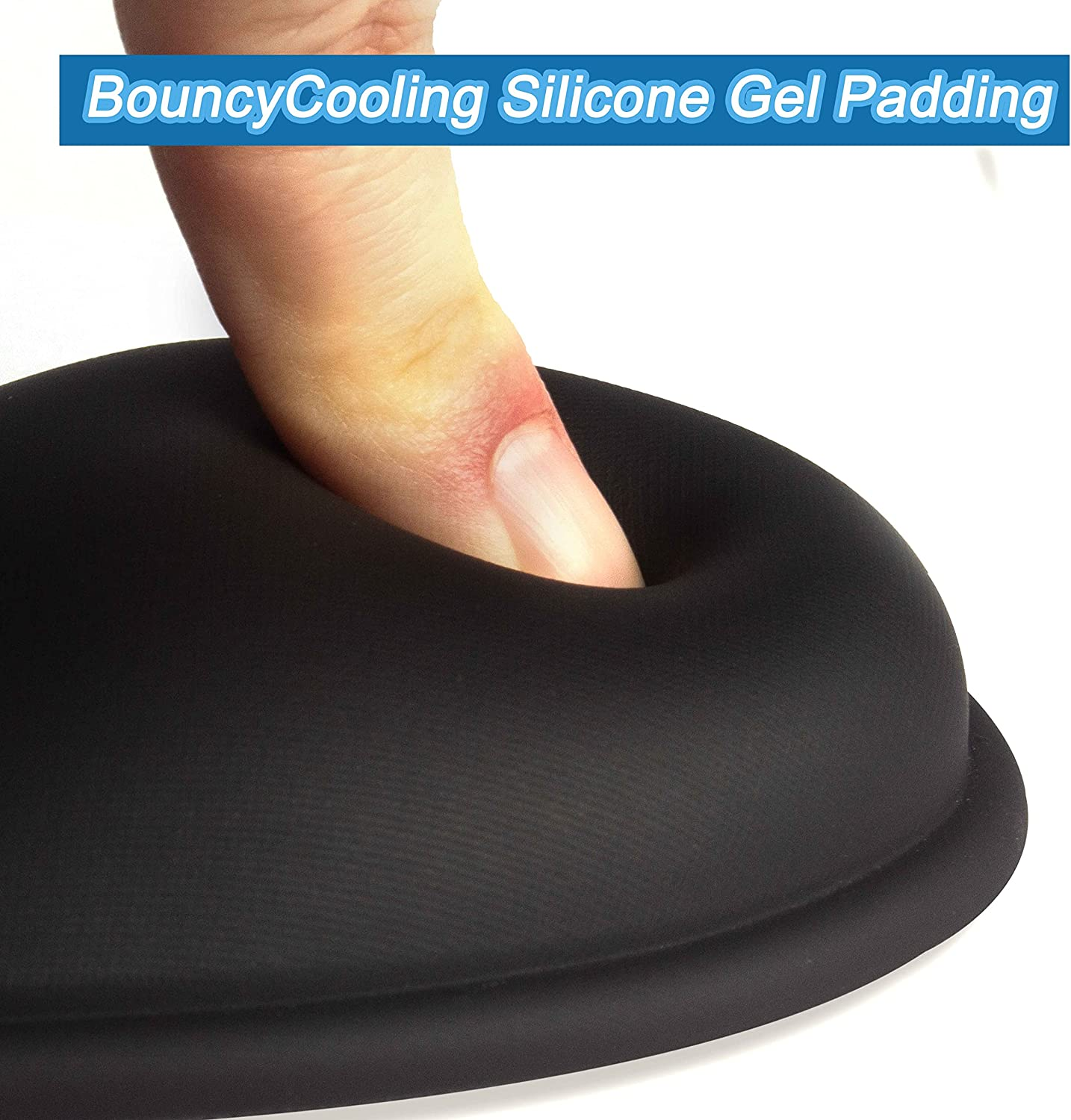 BRILA Ergonomic Silicone Mouse Wrist Rest, Cooling Silica Gel PU Leather Mouse Wrist Support Pad for Office Work and Laptop Computer Gaming - Black Leather image number 4