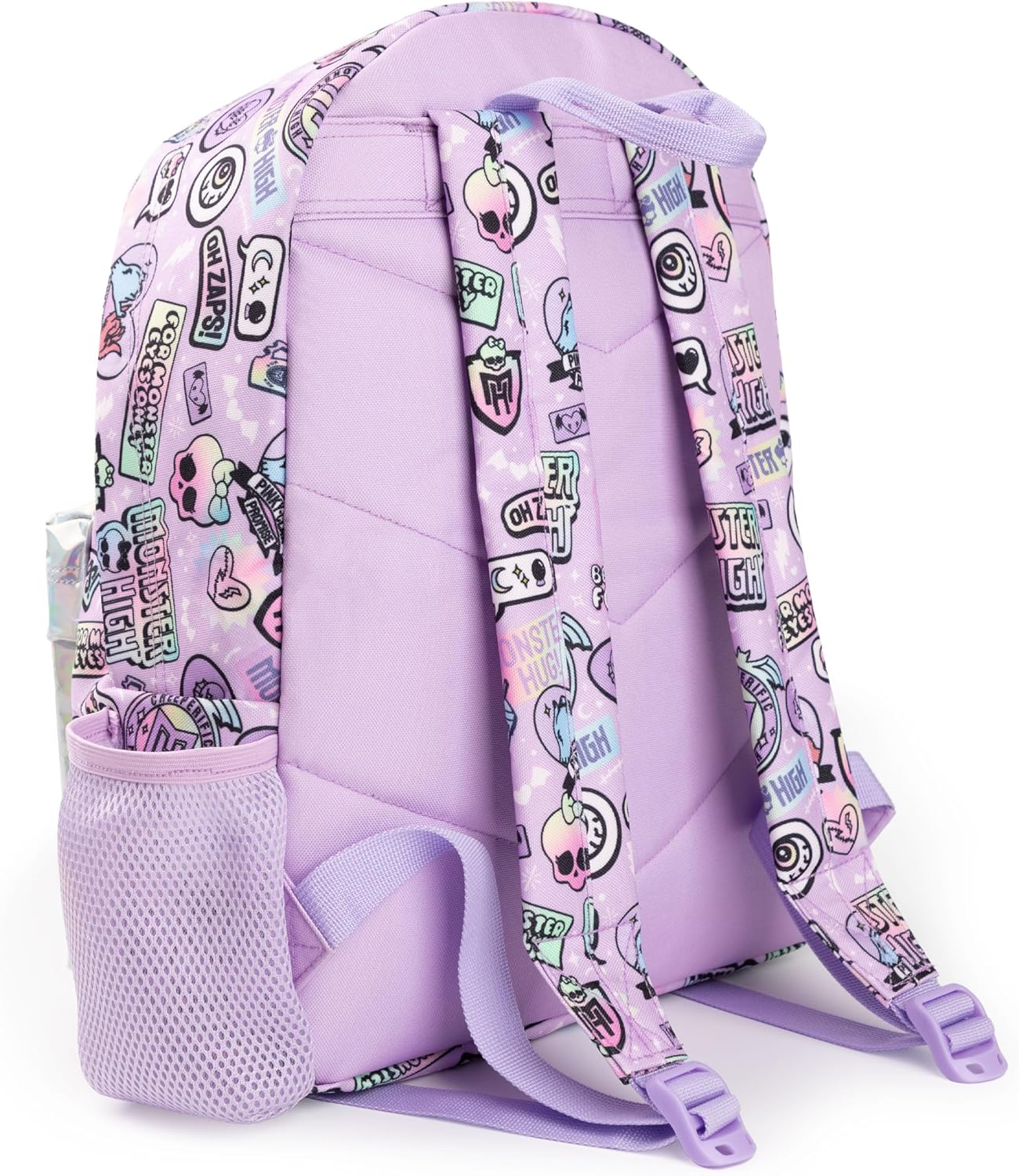 Monster High Girls Backpack | Pink & Silver Rucksack with Adjustable Straps | Reflective Pocket & Badge All over Print Practical & Organised Luggage Sports School Bag | Doll TV Series Merchandise Gift image number 3