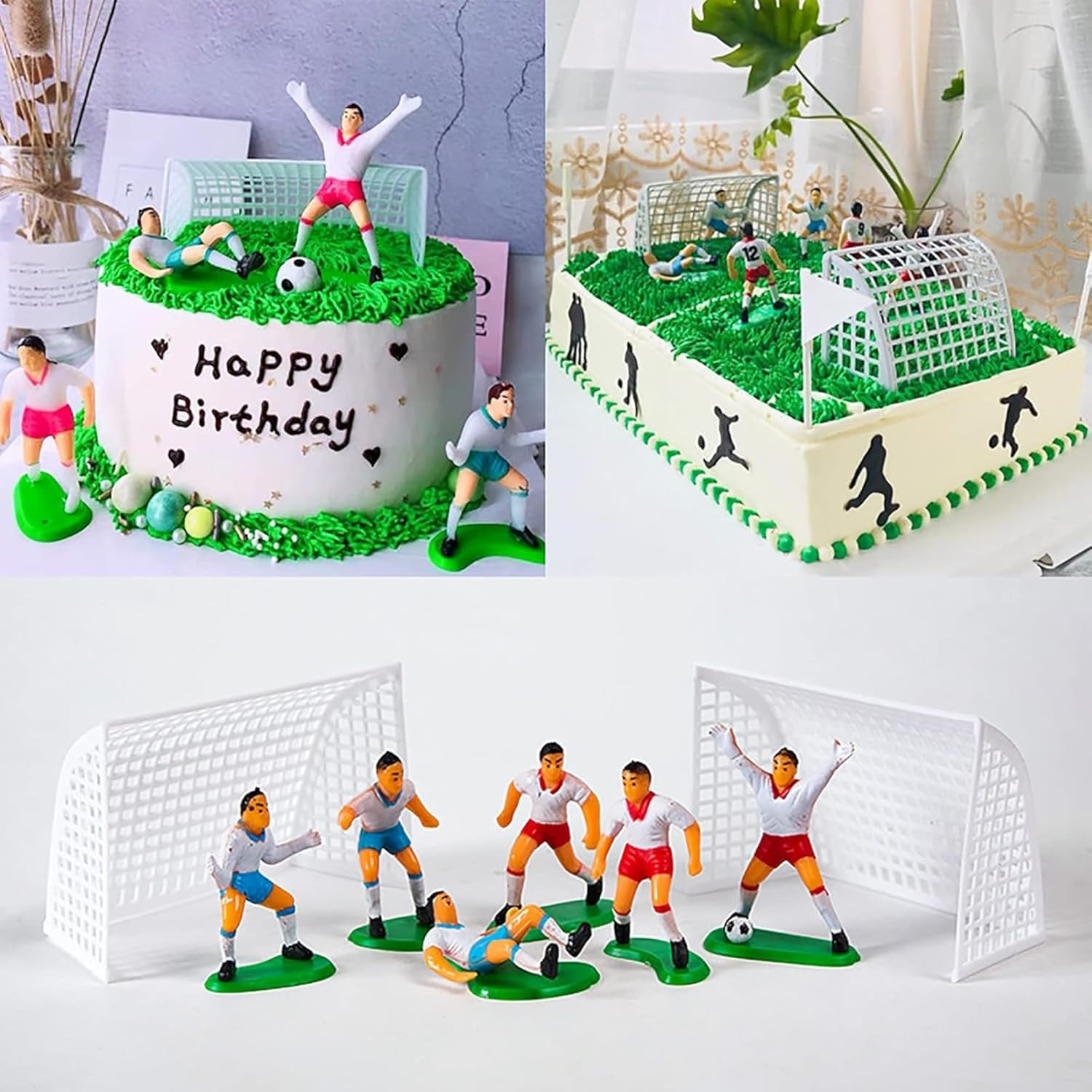 14 PCS Soccer Cake Topper Decorations 2.3 Inch Soccer Ball Models, Happy Birthday Cake Topper Set for Soccer Party Decorations and Football Theme Cake Decorations for Boys and Men&rsquo;S Birthday Parties image number 1