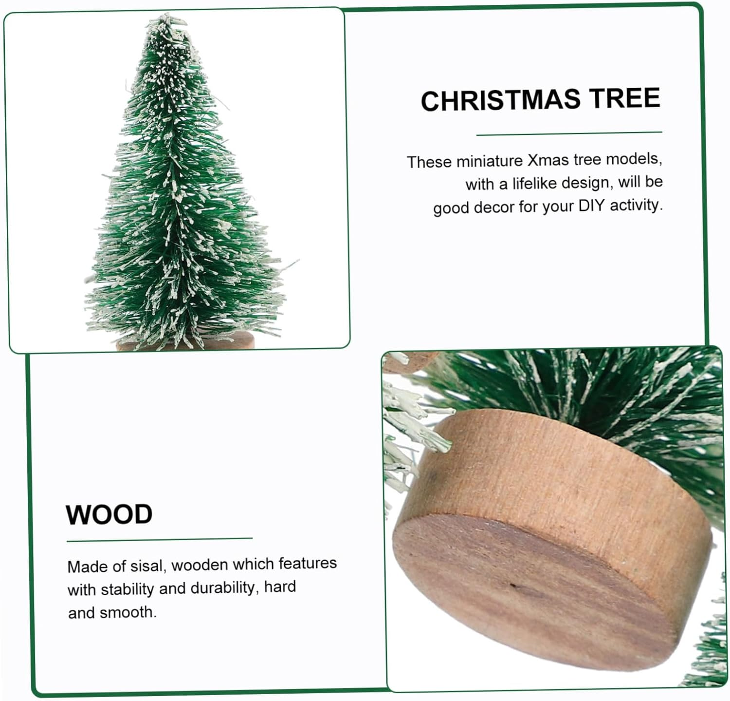 Mini Christmas Tree Decorations 24Pcs with Wooden Base Artificial Pine Trees for Desktop Fireplace Window Decor image number 1