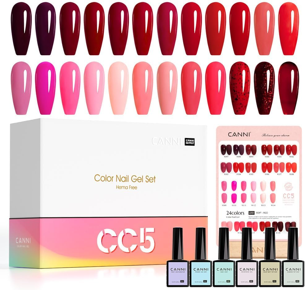 CANNI CC1 30Pcs 9ML Gel Nail Polish Set, Black Hot Pink Green Yellow Purple Blue Gel Polish Kit Soak off LED UV Nail Art Starter Manicure Salon DIY at Home