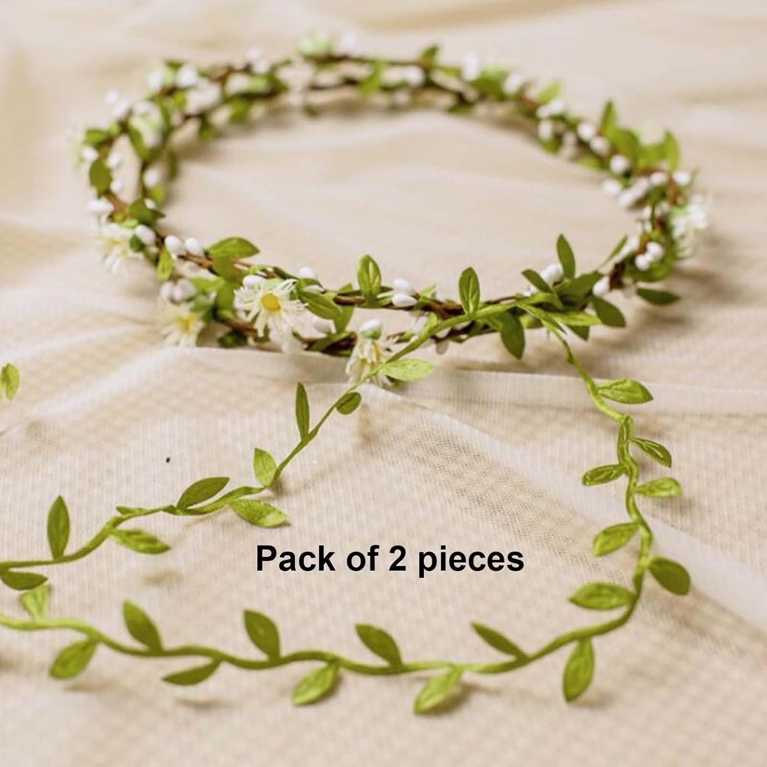Hairbands Floral Garland for Women Wedding, Bridal Hair Accessories with Flower Wreath, Perfect Headpiece for Bridesmaids and Weddings, Flowers Wreath Flower Crown Headband image number 3