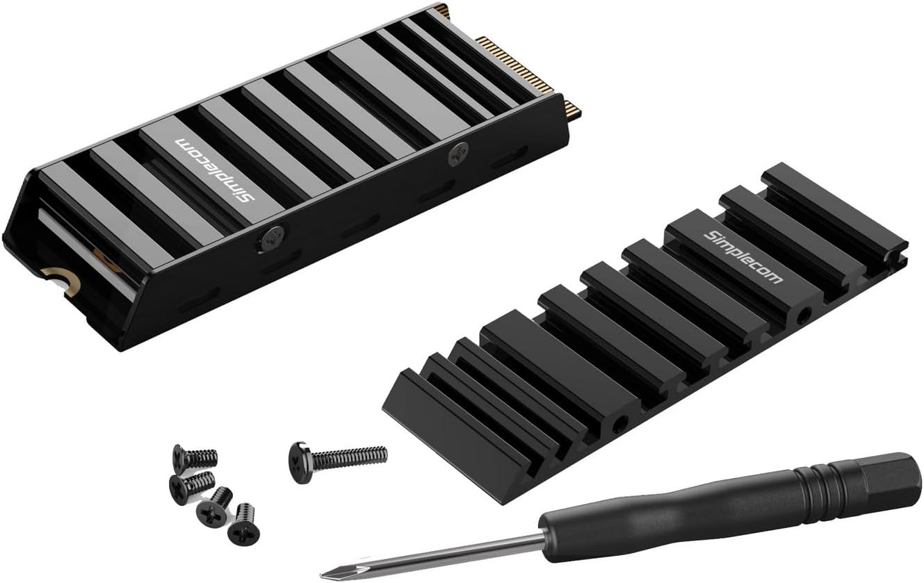 Simplecom SA110 M.2 SSD Aluminum Heatsink with Thermal Silicone Pads for PC and PS5