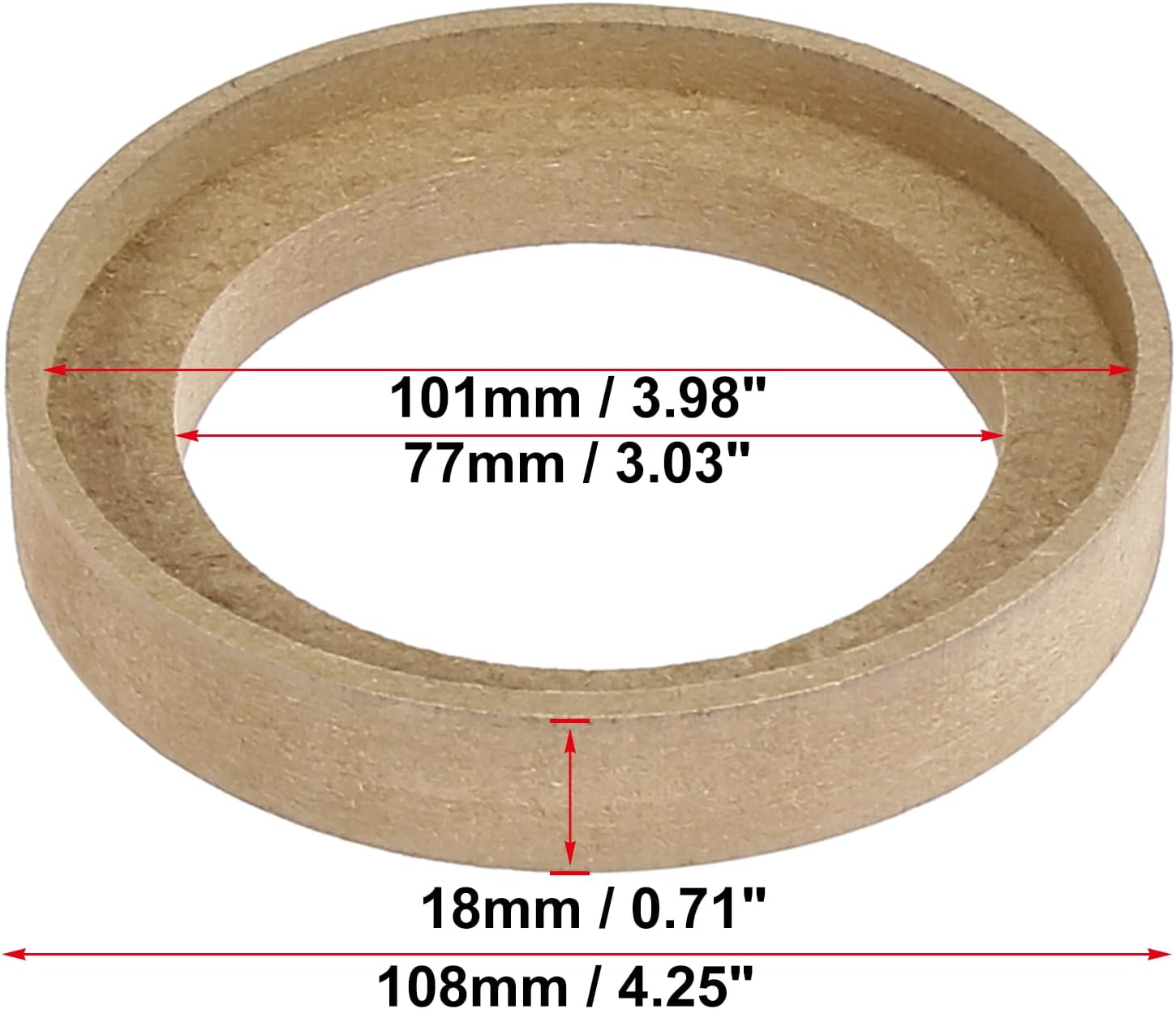 X AUTOHAUX Pair Car Beige Speaker Spacer Ring Adaptor Brackets Mounting Spacer Recess Bezel Plate Wood 77Mm ID for 3 Inch Speakers image number 5