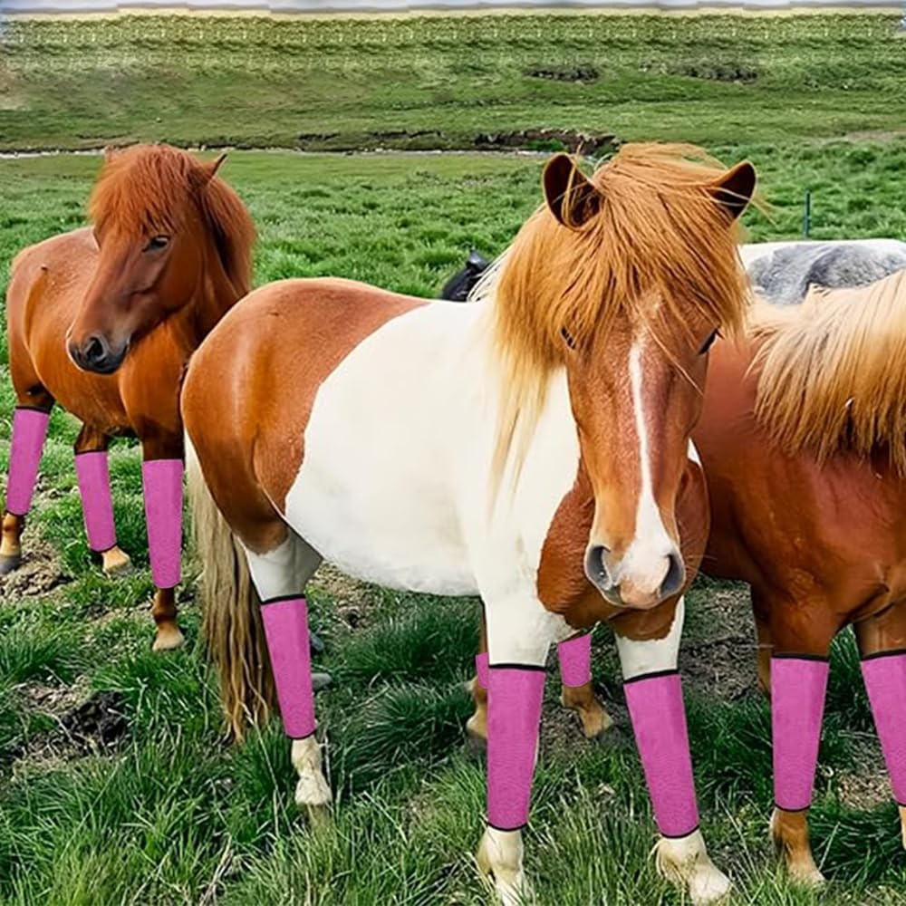 Set of 4 Horse Leggings Fine Mesh Horse Fly Boots Breathable Horse Boots Leg Wraps Provide Protection for Your Horse against Horsefly Protect Horses Leggings Breathable Soft (Blue, Horse Boots Leg) image number 4