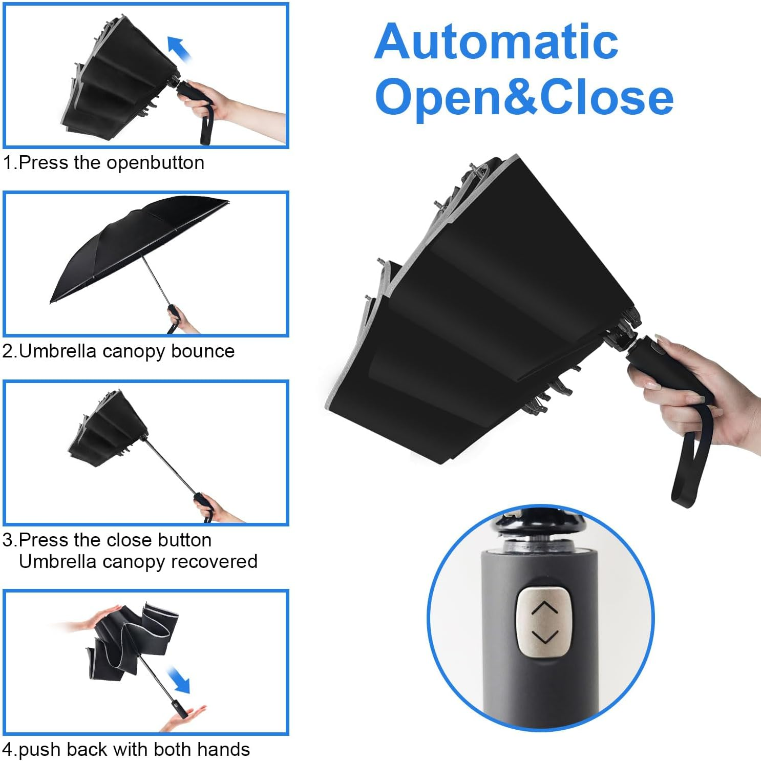 DAWNTREES Travel Folding Umbrella | UPF 50+ 99% UV Protection,Sun UV Umbrella,Sturdy Windproof, Reflective Safety Strip,Compact Auto Open/Close Umbrella for Men Women,Gift Package image number 5