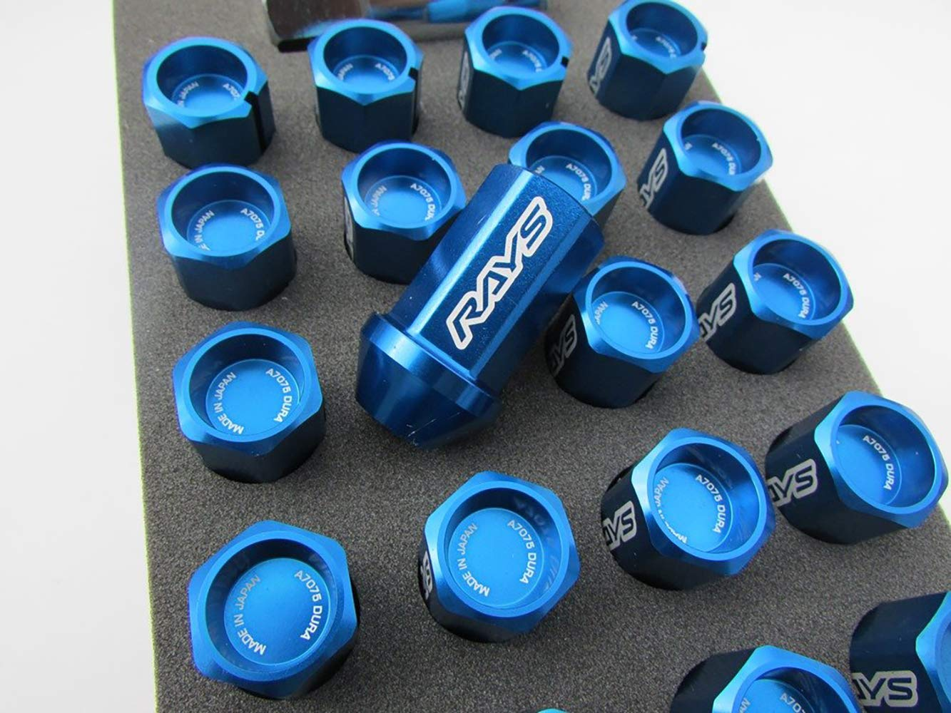 Rays 74020001002BL Duralumin Lock & Nut Set, Straight Type, M12 X 1.5, Blue Anodized image number 3