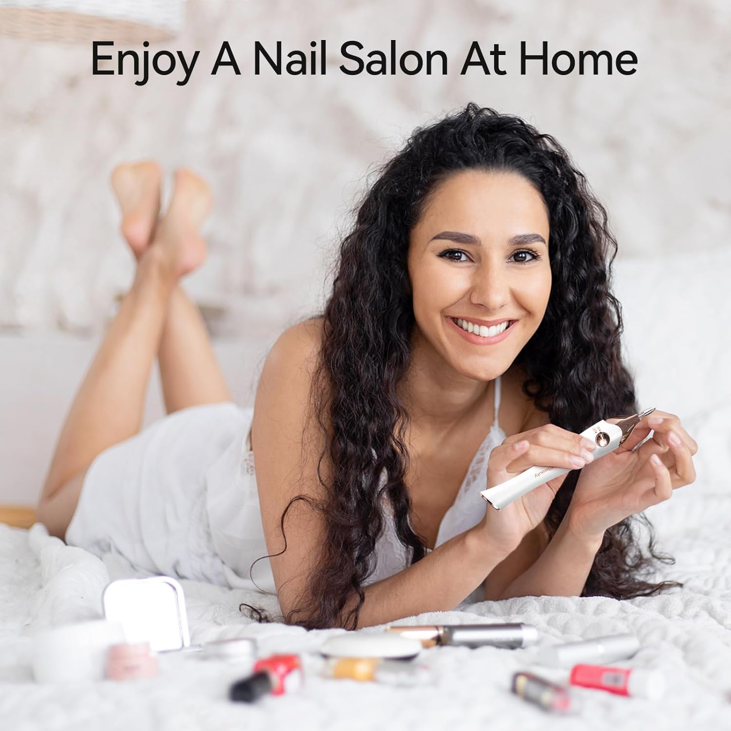 Touchbeauty Electric Nail Cutter, 5-In-1 Electric Nail File Wireless Manicure Pedicure Set with Holder and UV LED Nail Dryer for Home and Salon AG-1335C (Gold) image number 2