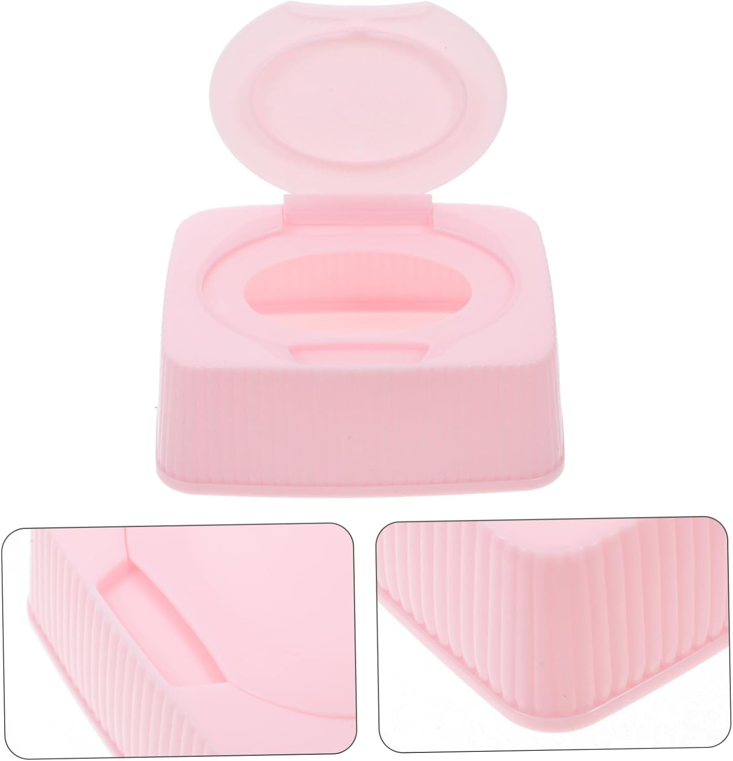 Baby Wipes Dispenser Flip Lid Dustproof Storage Box Portable Refillable Tissue Holder for Nursery Bathroom Travel Pink image number 4