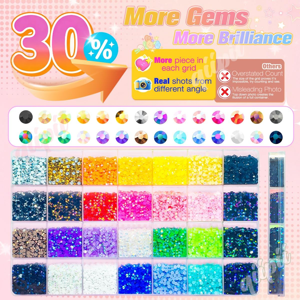 28 Color 3Mm Jelly Resin Rhinestones W B7000 Jewelry Glue for Bedazzling Crafting Flatback Stones No-Hotfix Colorful AB Gems Diamonds Charms for Nails Eyes Face Makeup Tumblers DIY Crafts Shoes image number 5