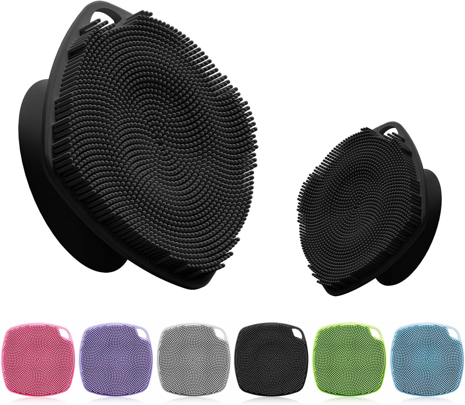 ARIOSOX Silicone Body Scrubber with Suction Cup, Gentle Texture Exfoliating Body Scrubber for Men and Women on Sensitive Skin, Build up Lather, Deep Skin Clean (Body+ Face Scrubber Black)