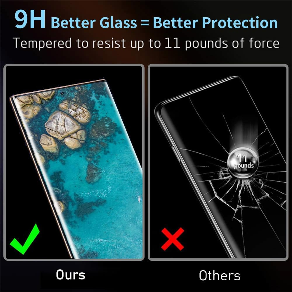 Hendlent [2+2 Pack] Galaxy S23 Ultra Screen Protector, 9H Tempered Glass, Ultrasonic Fingerprint Support, 3D Curved, HD Clear Scratch Resistant for Samsung Galaxy S23 Ultra 5G Glass Screen Protector