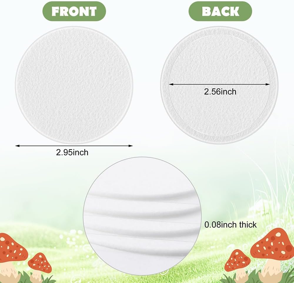 48PCS 2.5" Monotube Adhesive Filter Disks,0.08In Thick round Filter Pads, Synthetic Air Exchange Filters for Mushroom Growing, Synthetic Filter Paper Stickers for Mushroom Growing Supplies image number 6