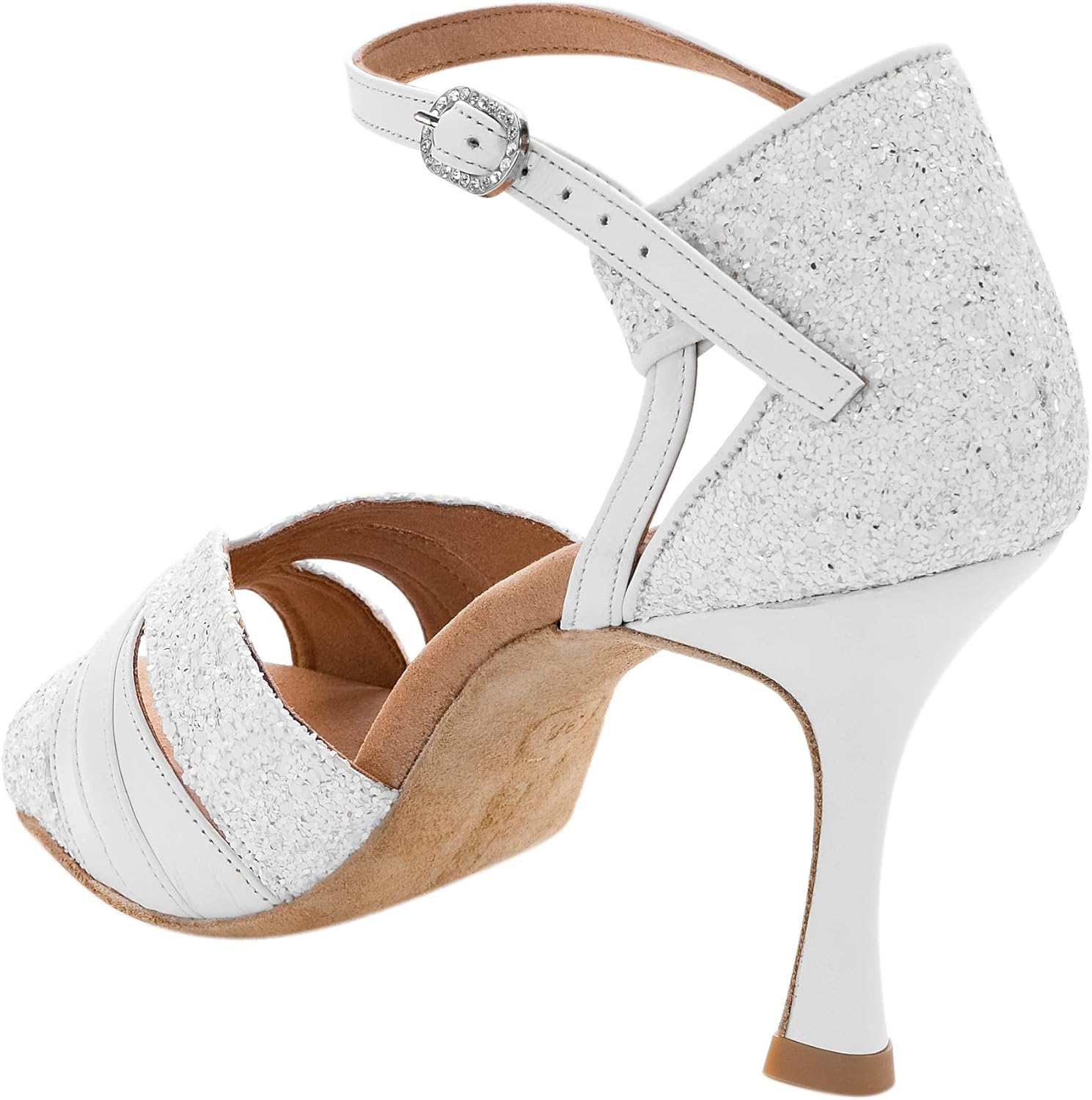 Rummos Women'S Latin Dance Shoes Elite Aura 004/GS4 - Leather/Glitter White - Medium (Normal Width) - Heel: 7 Cm Flare Heel - Made in Portugal image number 5