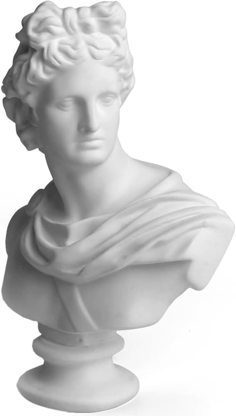 Apollo Bust Sculpture, White Apollo Bust Statue Home Decor, Roman Mythology God of Sunlight Shelves David Aesthetic Decor for Small Statues Greek Statue Decor image number 6