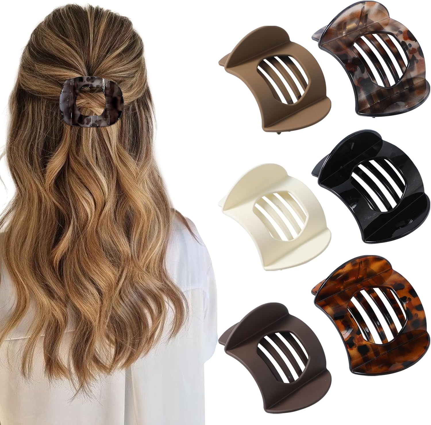 Yamobi Pack of 6 Duck Beak Hair Clips for Women, Large Hair Clip, Flat Hair Clips, Non-Slip Hair Clips for Thick or Thin Hair image number 5