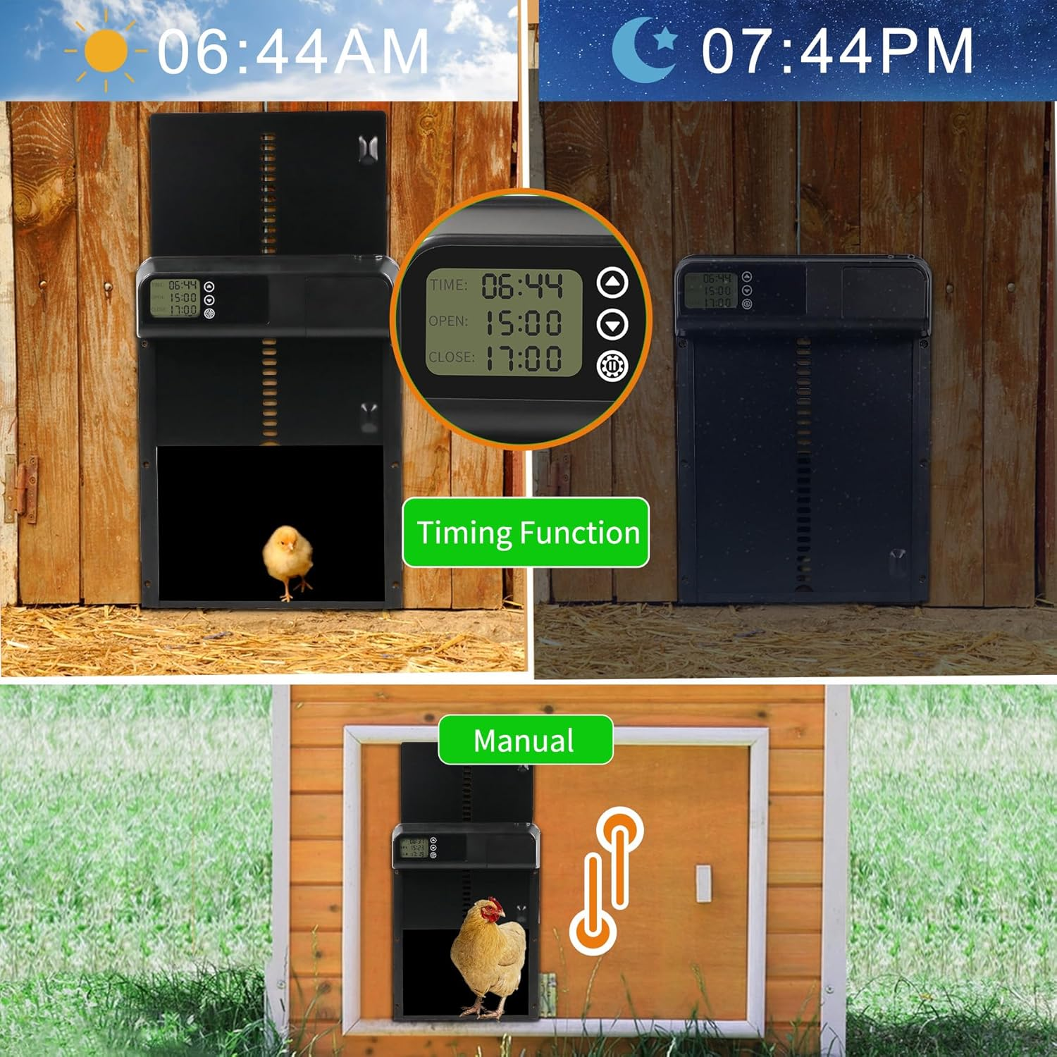 Automatic Chicken Coop Door - Run Chicken Automatic Door Chicken Door Opener with Timer, Auto Chicken Coop Door Battery Powered Aluminum Door Chicken Coop Accessories, (KA01) image number 2