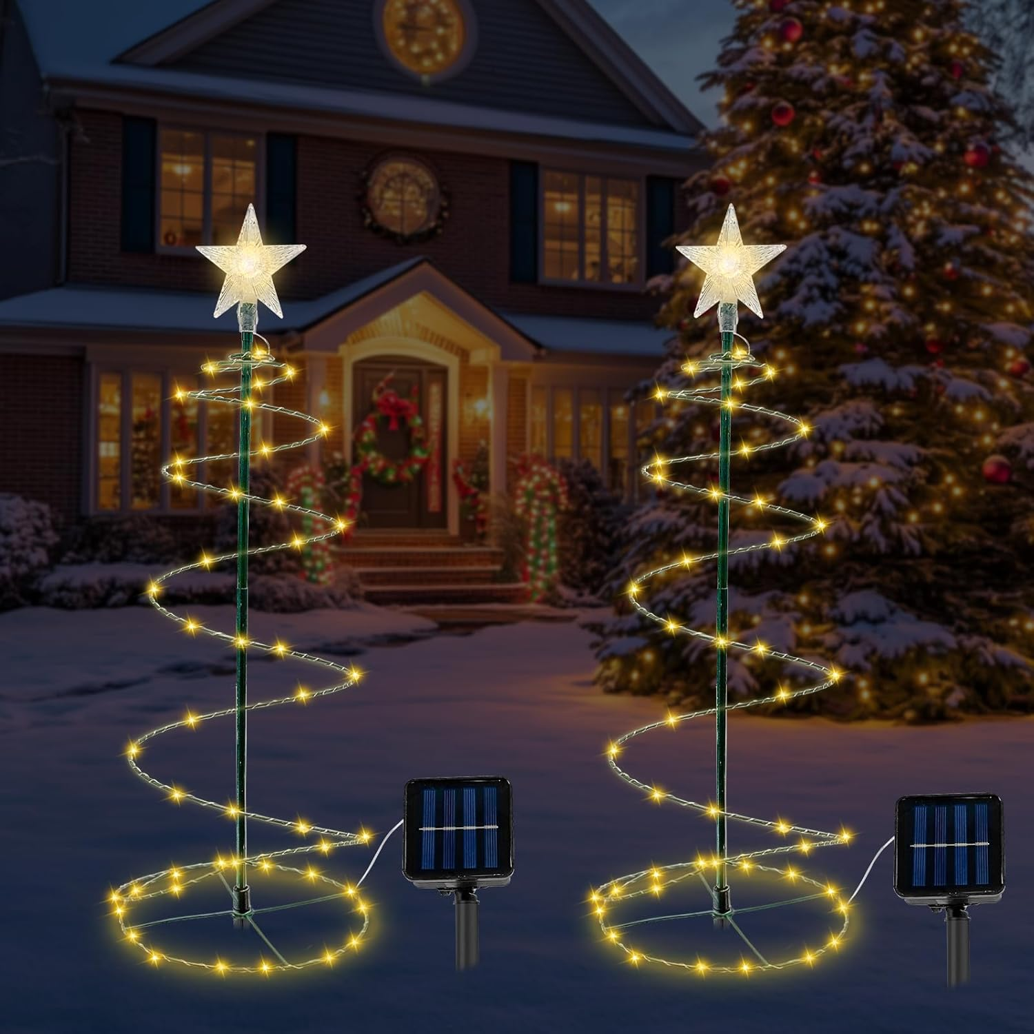 Yumsur Outdoor Solar Christmas Decoration - Waterproof Spiral Christmas Tree Lighting for Gardens, Patios image number 6