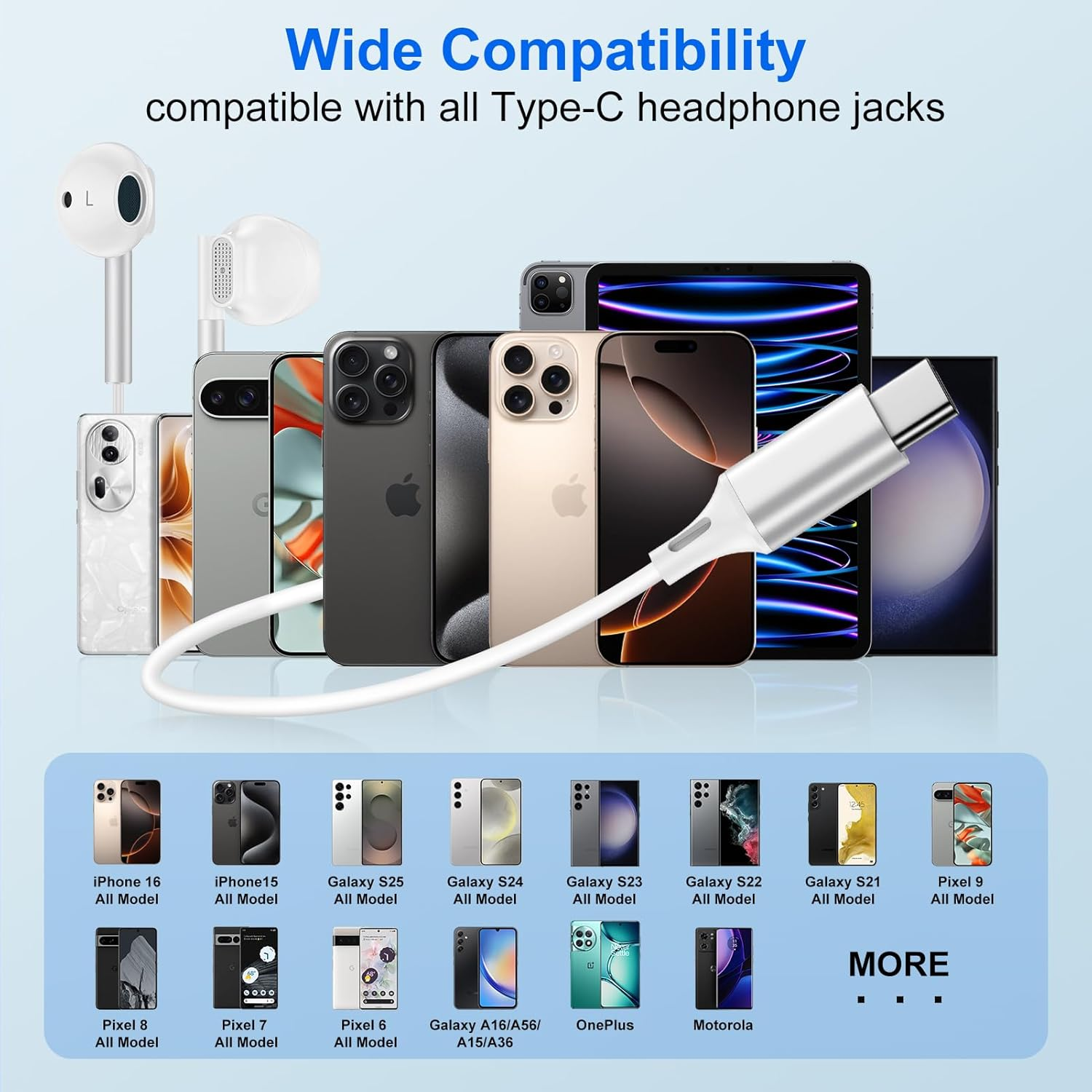 USB C Noise Canceling Earbuds with Microphone & Volume Control Earphones for Iphone 16 Pro Max/16, Type C Wired Earbud Semi in Ear Headphones for Samsung Galaxy S25 Ultra S24 FE S23 A56 Z Fold 7 image number 6