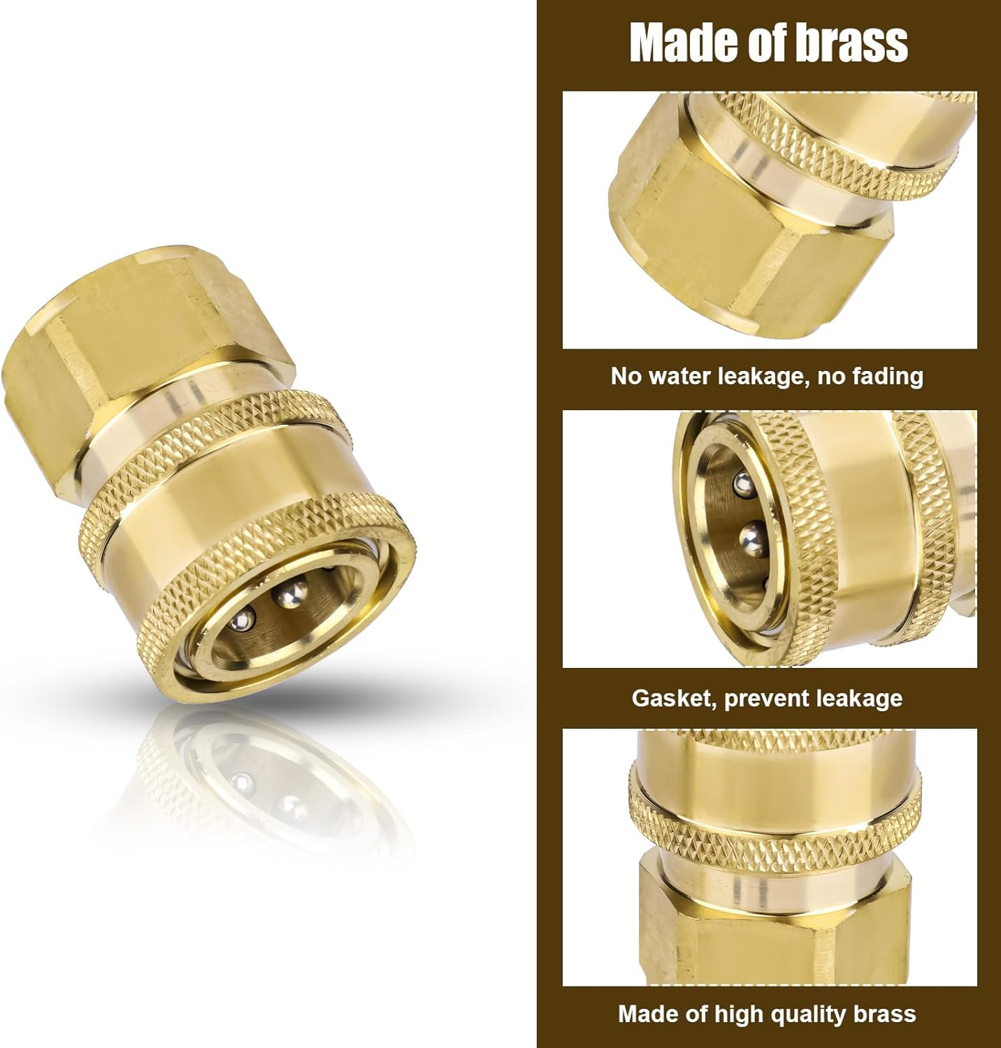 NQEUEPN 2Pcs Pressure Washer Adapter Set, M22 15Mm to 3/8" Quick Disconnect Kit Pressure Washer Coupler Quick Connect Hose Fittings for Power Washer Gun Hose Pump, 5000 PSI image number 4