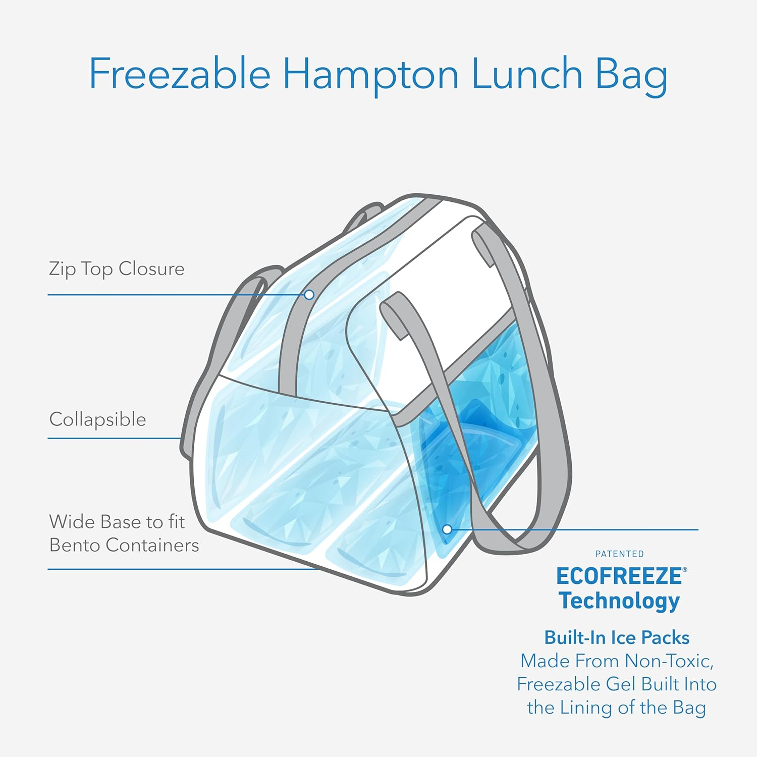 Packit&reg; Freezable Hampton Lunch Bag, Black, Built with Ecofreeze&reg; Technology, Collapsible, Reusable, Zip Closure with Front Pocket and Shoulder Straps, Designed for Fresh Office Lunches image number 7