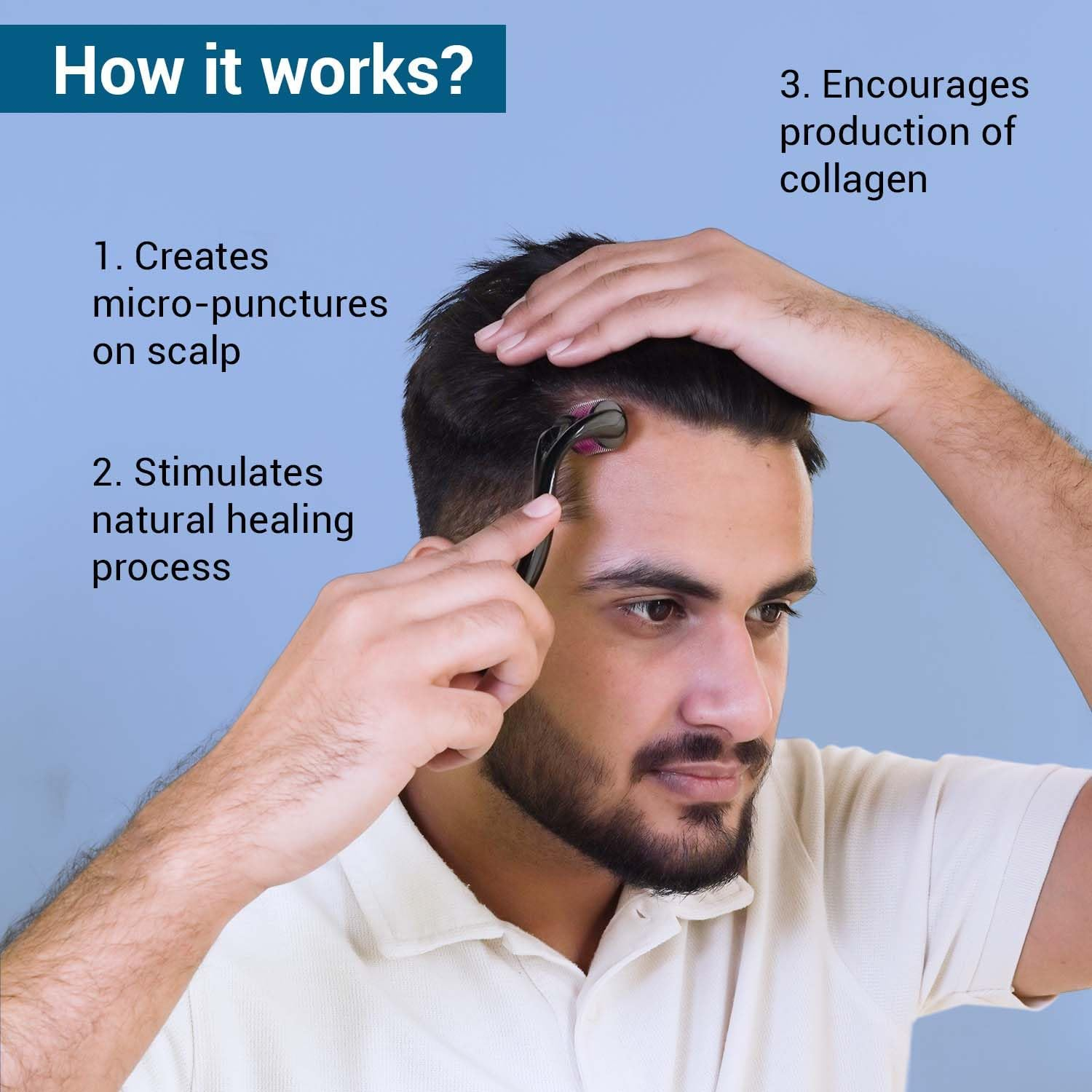 Sotrue Derma Roller for Hair Growth 1 Mm with 540 Stainless Steel Needles Repairs Damaged Hair, Activates Hair Follicles for Hair Fall Hair Thickening Reduces Acne Scars Safe Effective to Use image number 6