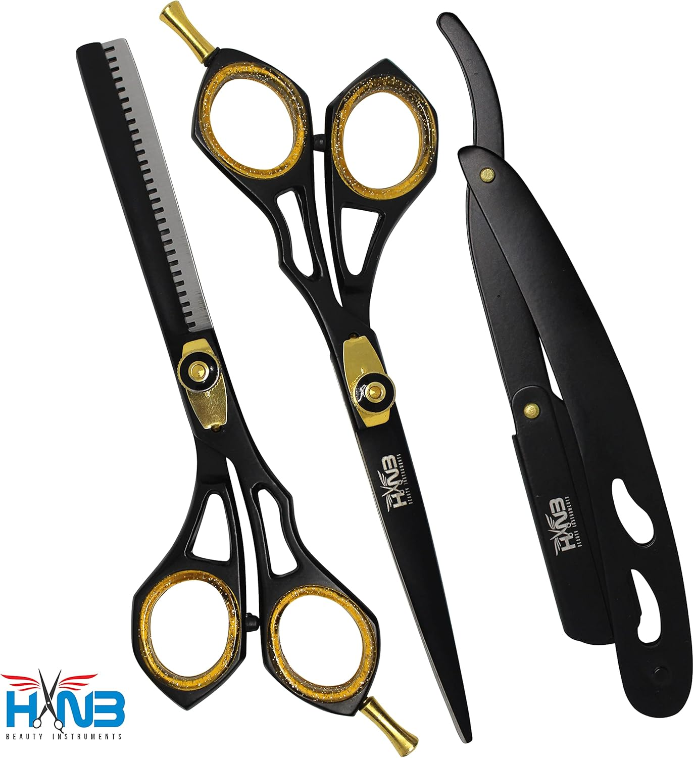 Hair Scissors | Professional Hair Cutting Scissors with Hair Comb| Hairdressing Scissors and Thinning Scissors - Hair Cutting Scissors, Hair Thinning Scissors (Black) image number 5