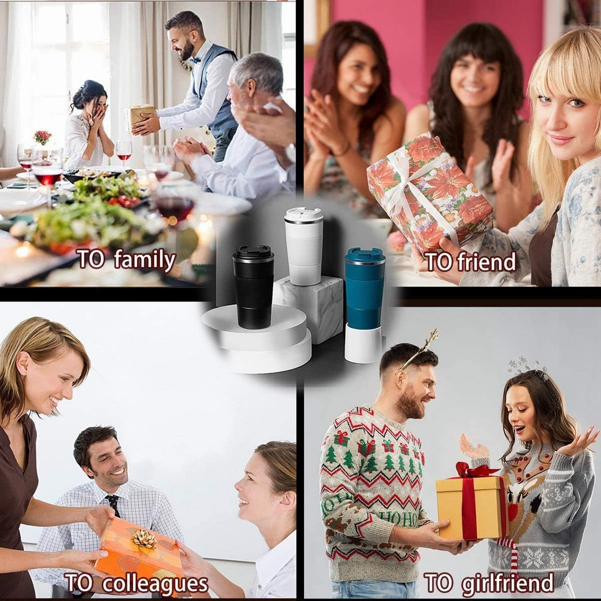 Trave Coffee Mug, 17 Oz Insulated Coffee Travel Mug Spill Proof for Men Women, Stainless Steel Vacuum Tumbler Coffee Cup Leakproof with Flip Lid Reusable Thermal Coffee Cup with Silicone Sleeve for Home Office Hot/Iced Beverage -510Ml/17Oz, White image number 1