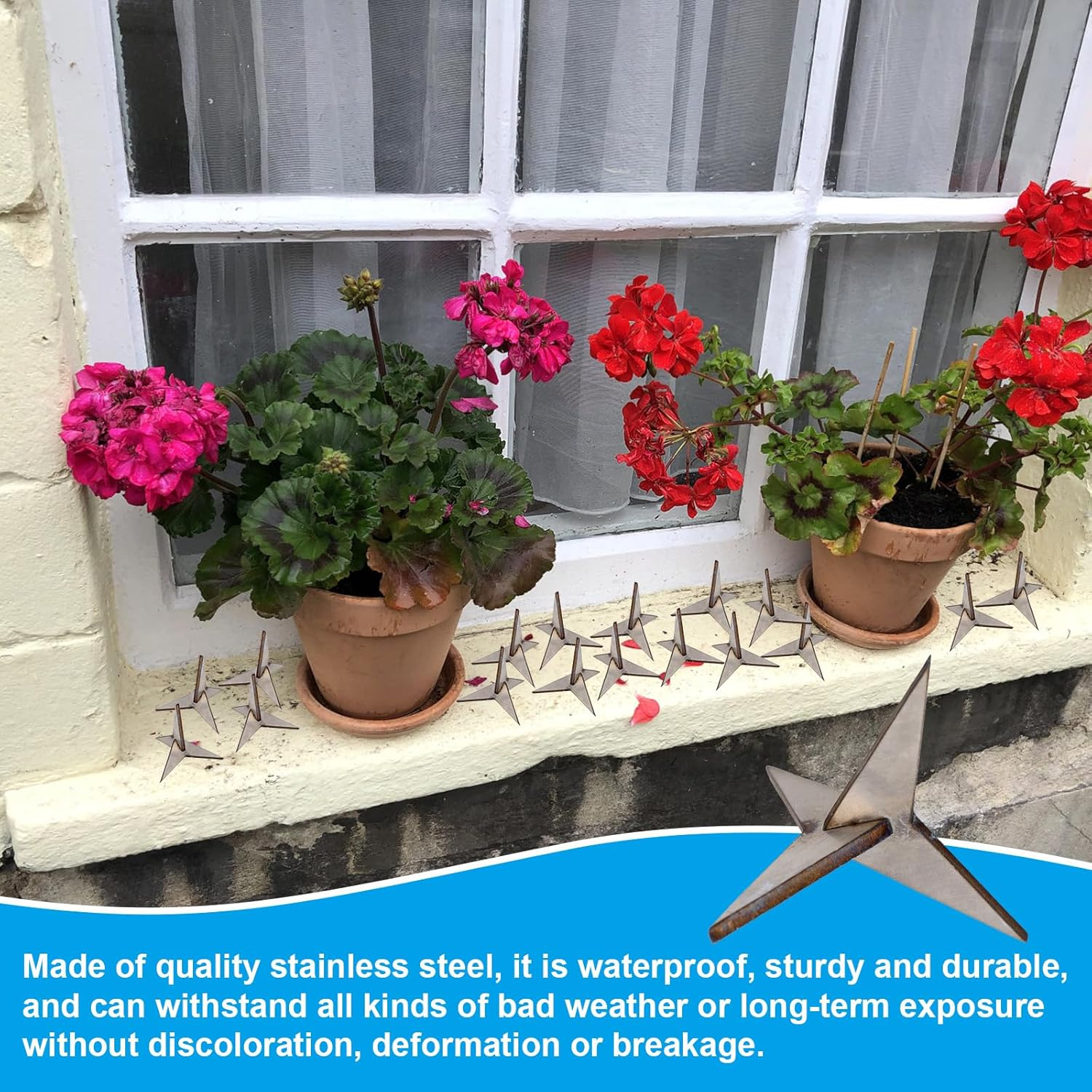 20Pcs anti Bird Spikes, Stainless Steel Caltrops Tire Puncture Spikes Bird Repellent Effective Territory Protection Tool for Roofs Fences & Ledges image number 3