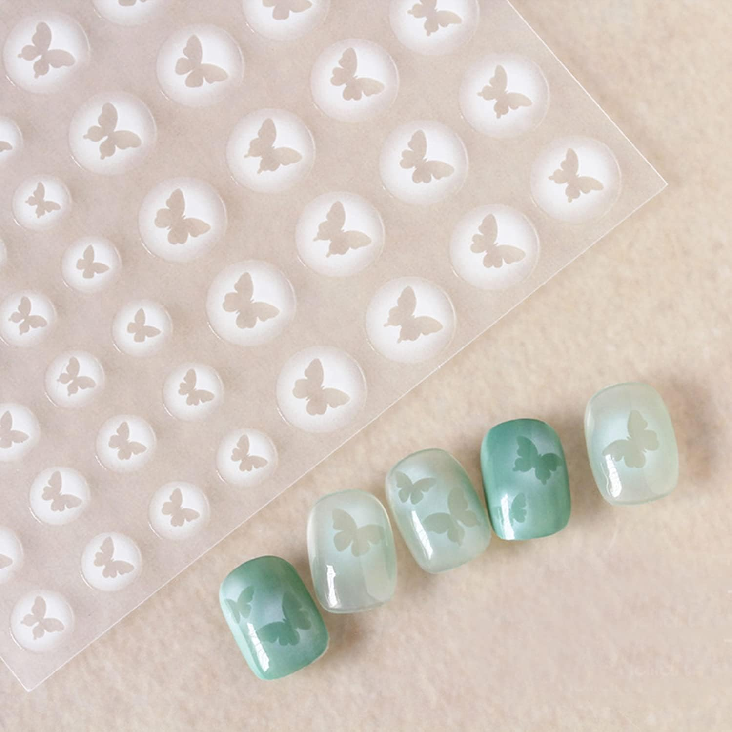 Love Heart Nail Art Sticker Decals 3D White Halo Dyeing Nail Tips Semi Transparent Hollow Out Design Fashion Charm DIY Toenails Nail Tattoos for Women Girls Manicure Nail Decoration (1 Sheets)