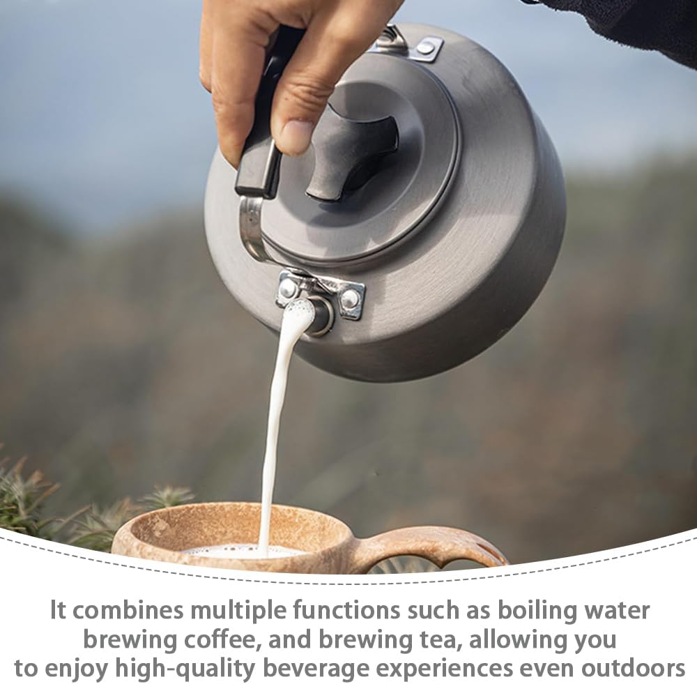 1L Camping Kettle, Portable Camp Tea Pot, Ultra-Light Coffee Tea Pot, Aluminum Water Boiler for Outdoor Backpacking Picnic Fishing image number 6