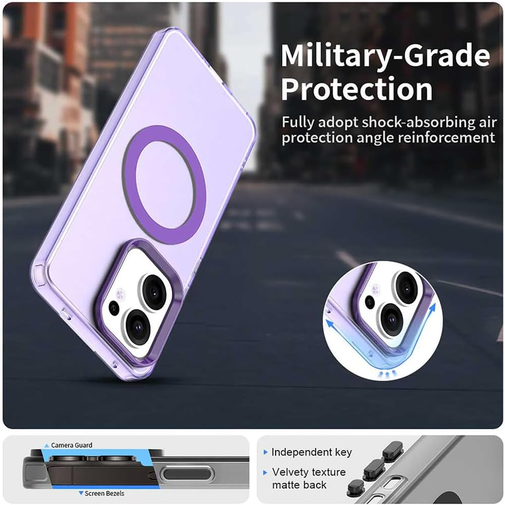 SEAHAI Case for Oppo Reno 13 FS (Oppo Reno 13F 5G/4G) with Magnetic Adsorption Function, Ultra Thin Matte Translucent Hard PC Silicone TPU Bumper Protective Case Shockproof Mobile Phone Case Purple