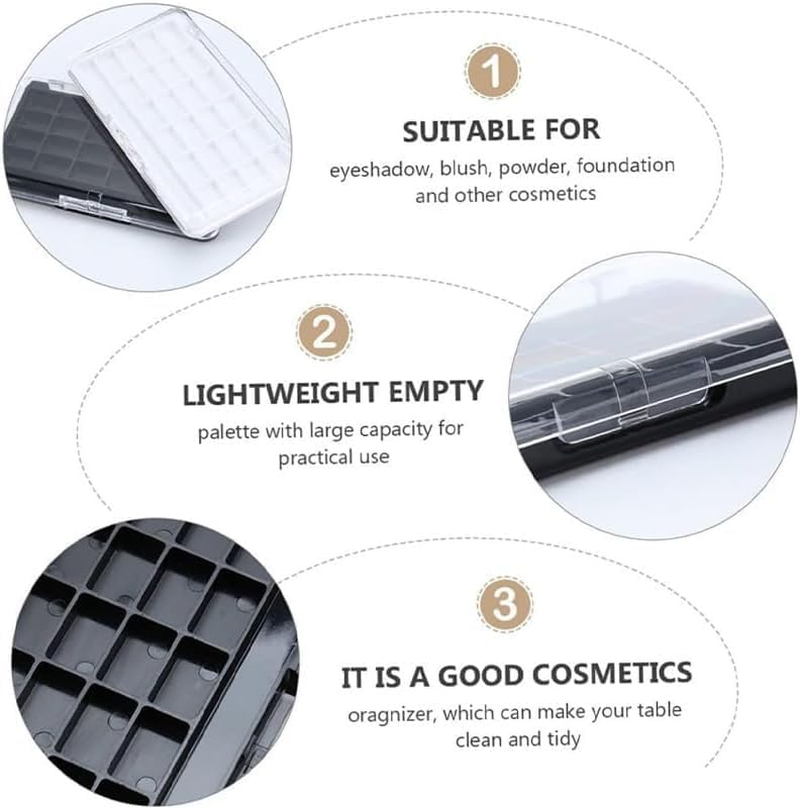 24 Grids Empty Makeup Palette Case, 4Pack 24 Grids Empty Eye Shadow Box,Empty Makeup Lipstick Cosmetics Blusher Palette Case,Plastic Travel Containers for Eye Shadow, Lipstick, Blusher image number 5