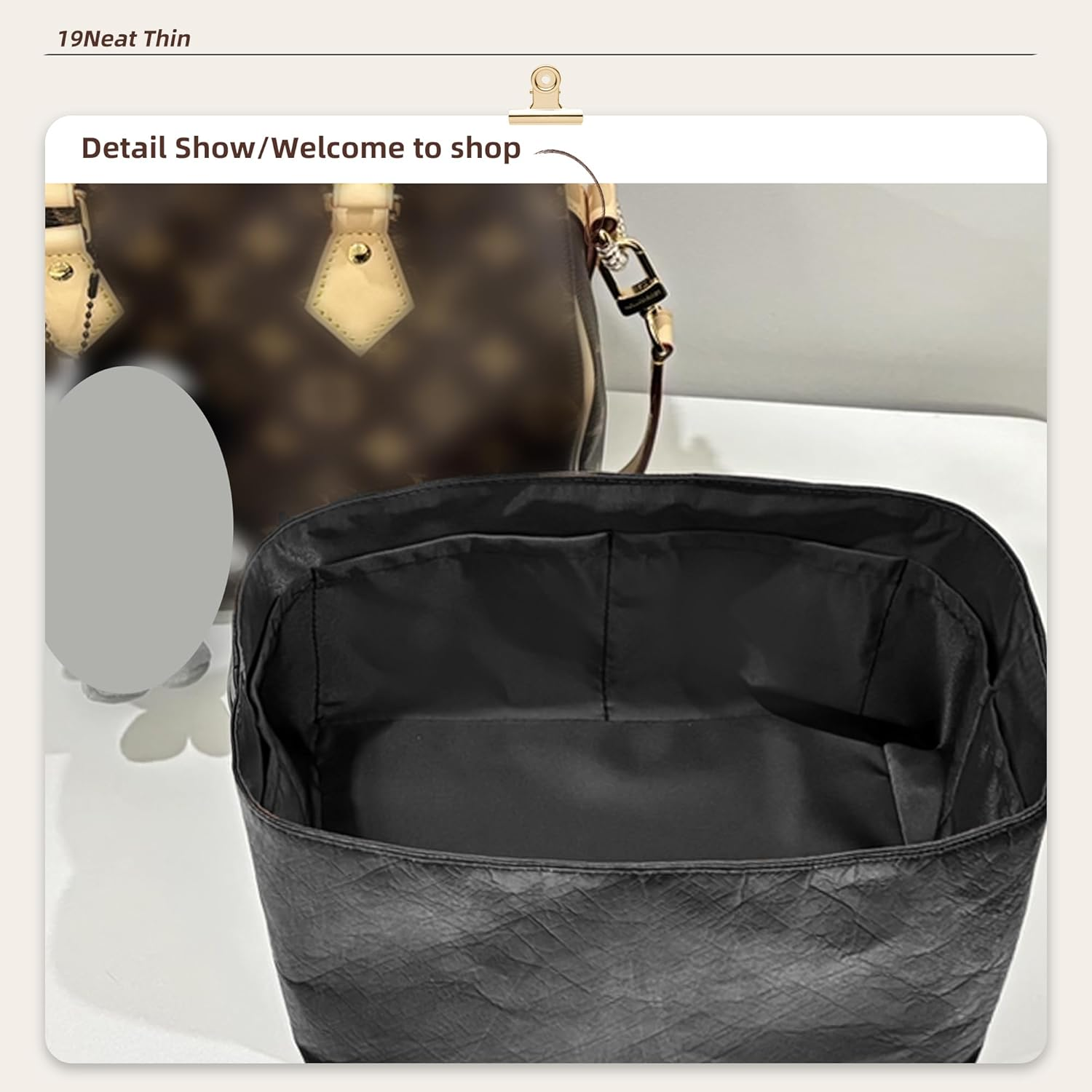 19 Neatthin Speedy 30 Purse Organizer Bag, Lightweight Portable Purse Inner Compatible with LV Speedy 30 Bag, Made of Waterproof Dupontpaper Surface and Silky Satin Lining (Speedy 30, Black) image number 2