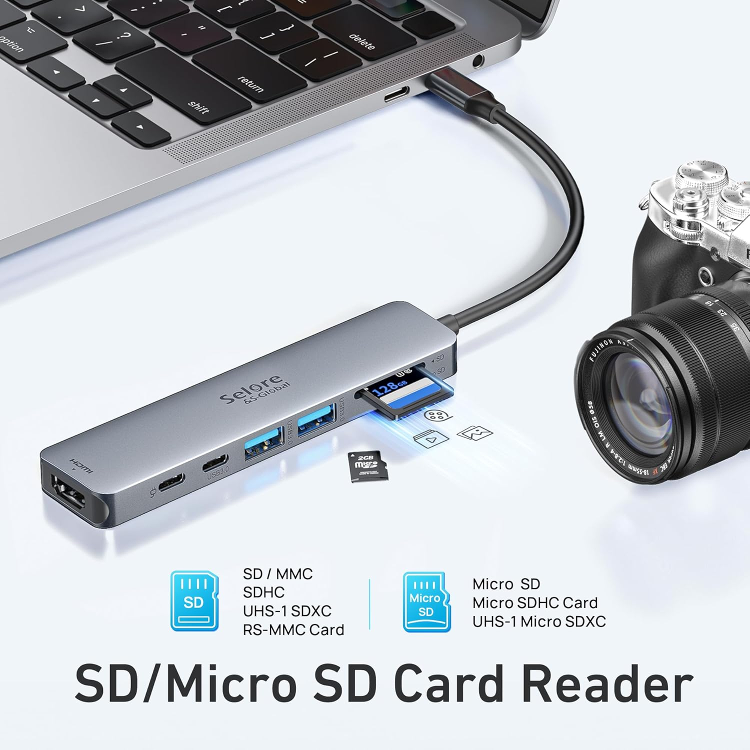 USB C Hub 6 in 1 USB C Adapter to HDMI 4K, USB 3.0 Ports, SD/TF Card Reader USB C Docking Station Dock for Macbook Air/Pro Chromebook Surface HP