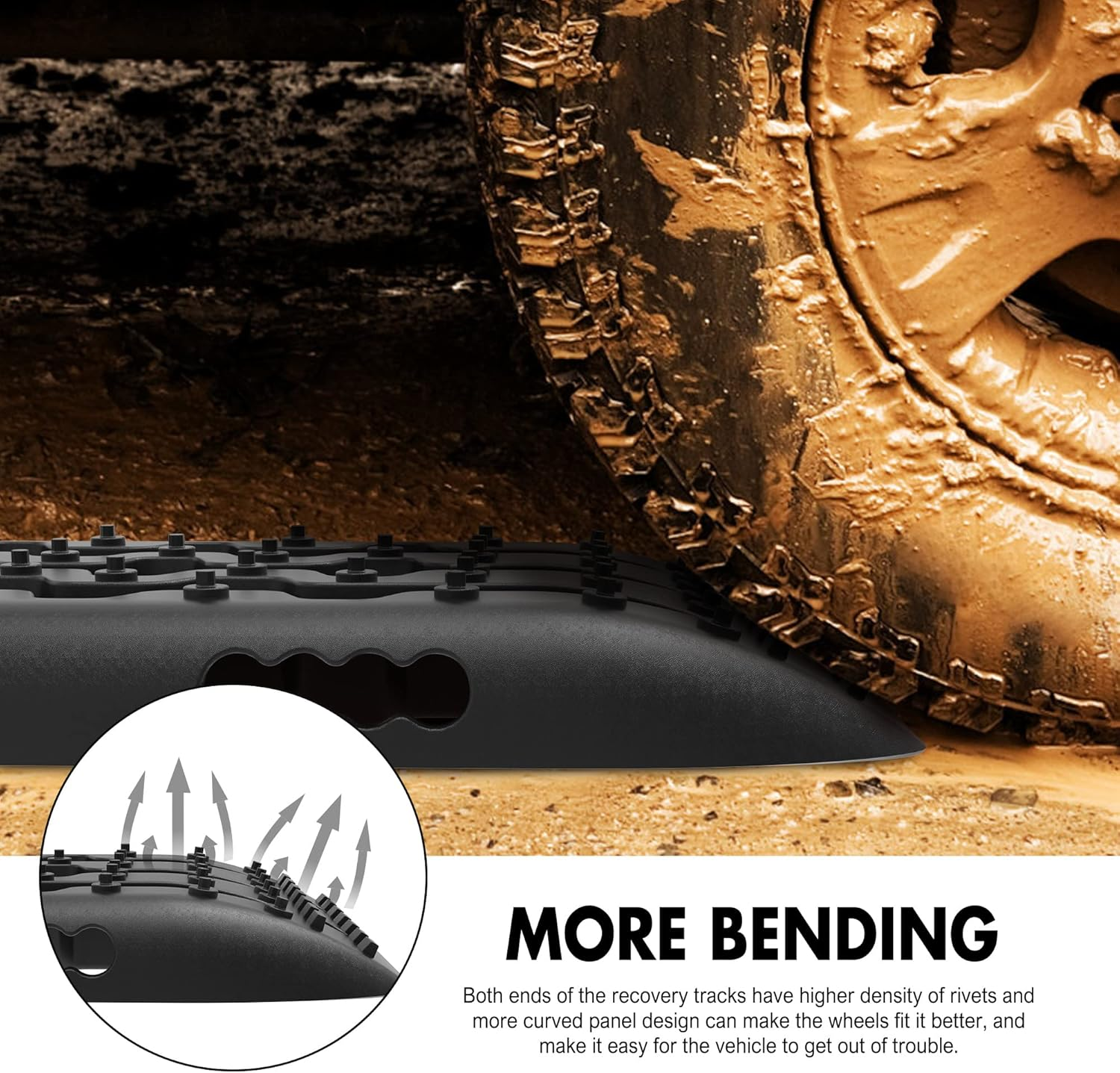 X-BULL Recovery Tracks 4X4 Recovery Boards Offroad 4Wd Tracks 22046LBS/10000KG Stand for Automotive Accessories Tires and Wheels in the Sand Mud Snow(Gen 2.0 Black) image number 1