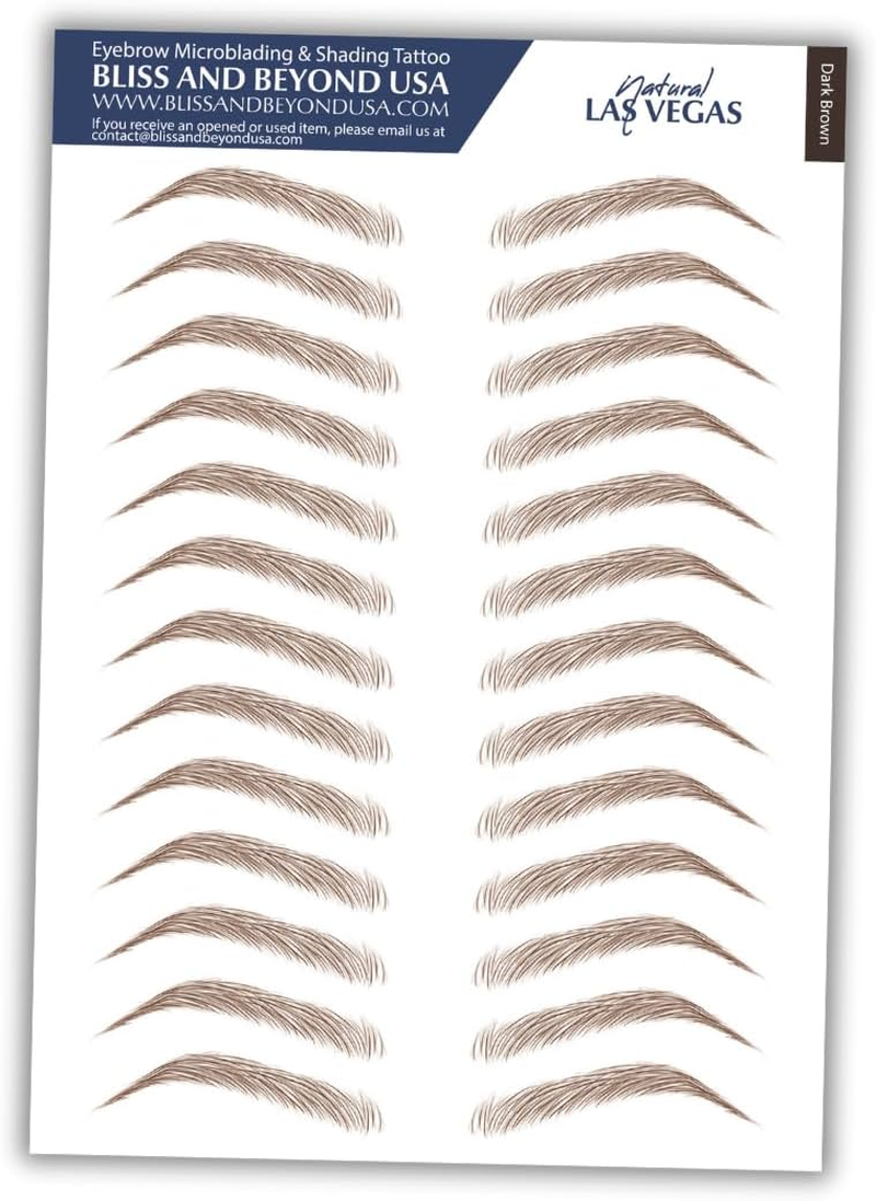 Bliss and beyond USA | Waterproof Eyebrow Tattoo Stickers. a Real Hair Stroke Look. Hair Replacement without Surgery. Solution for Hair Loss. Bushy Tinted Eyebrow Tattoos. (New Las Vegas, Dark Brown) image number 5