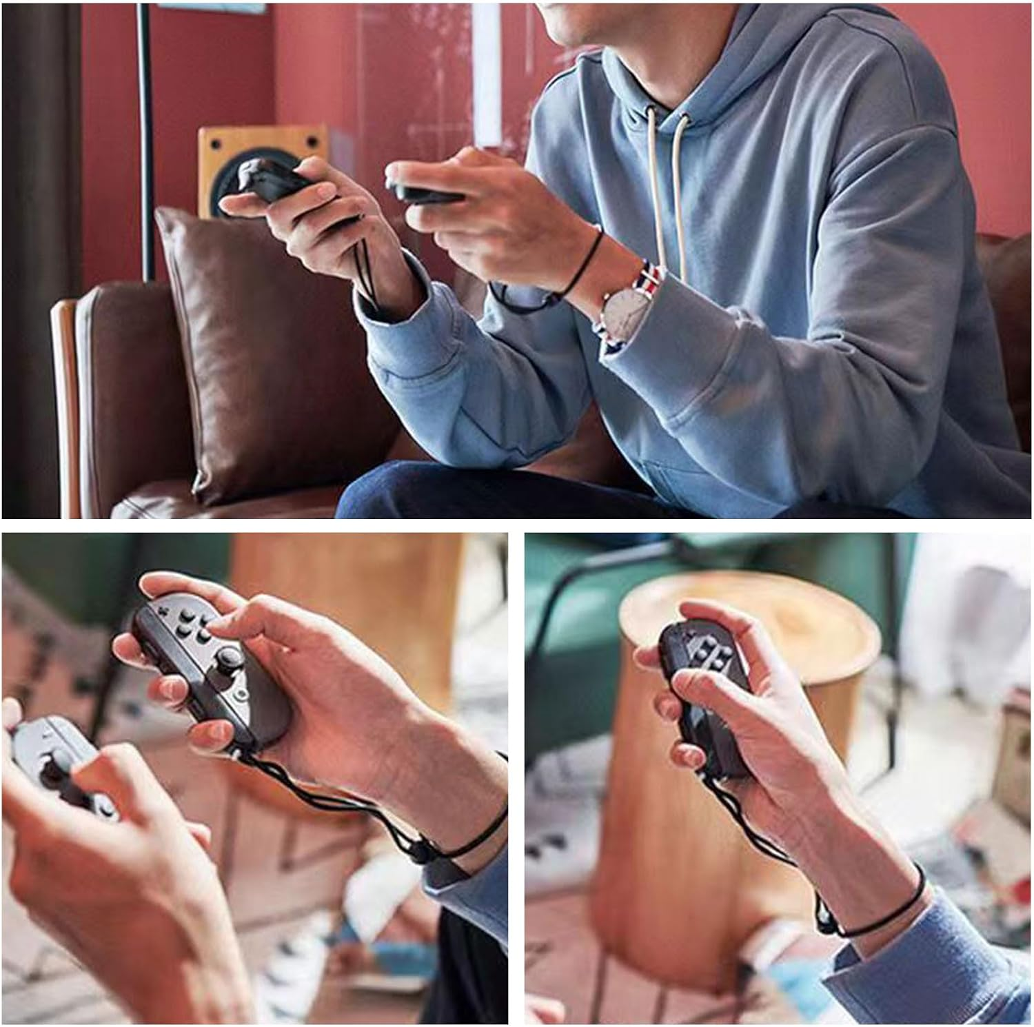 Luzcauwy Nintendo Switch Controller Wrist Strap, Metal Slide Adjustable Replacement Lanyard for Joy-Con, 2 Pack Black Portable Comfort Accessory image number 1