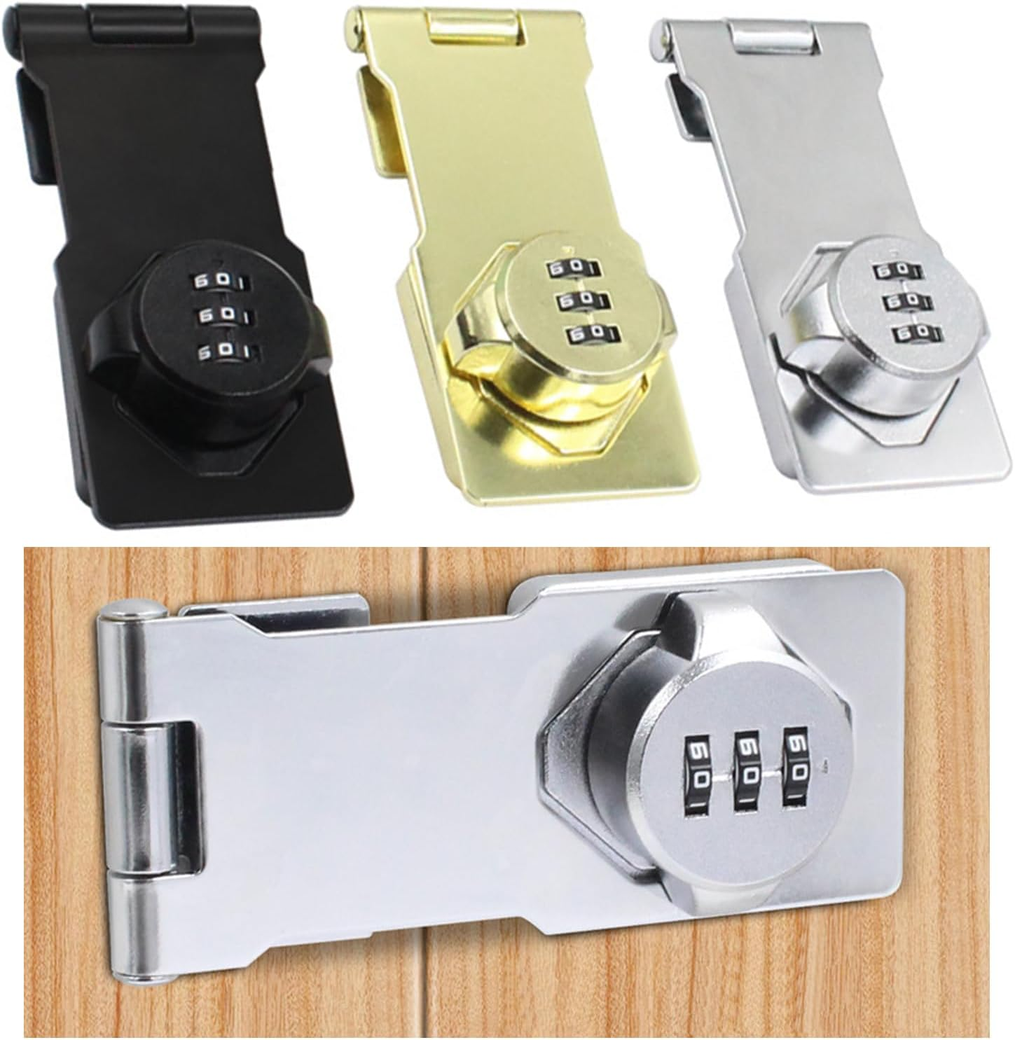 2X 4.5 Inch Mechanical Password Rotary Hasp Locks, Door Security Slide Latch Lock (Silver)