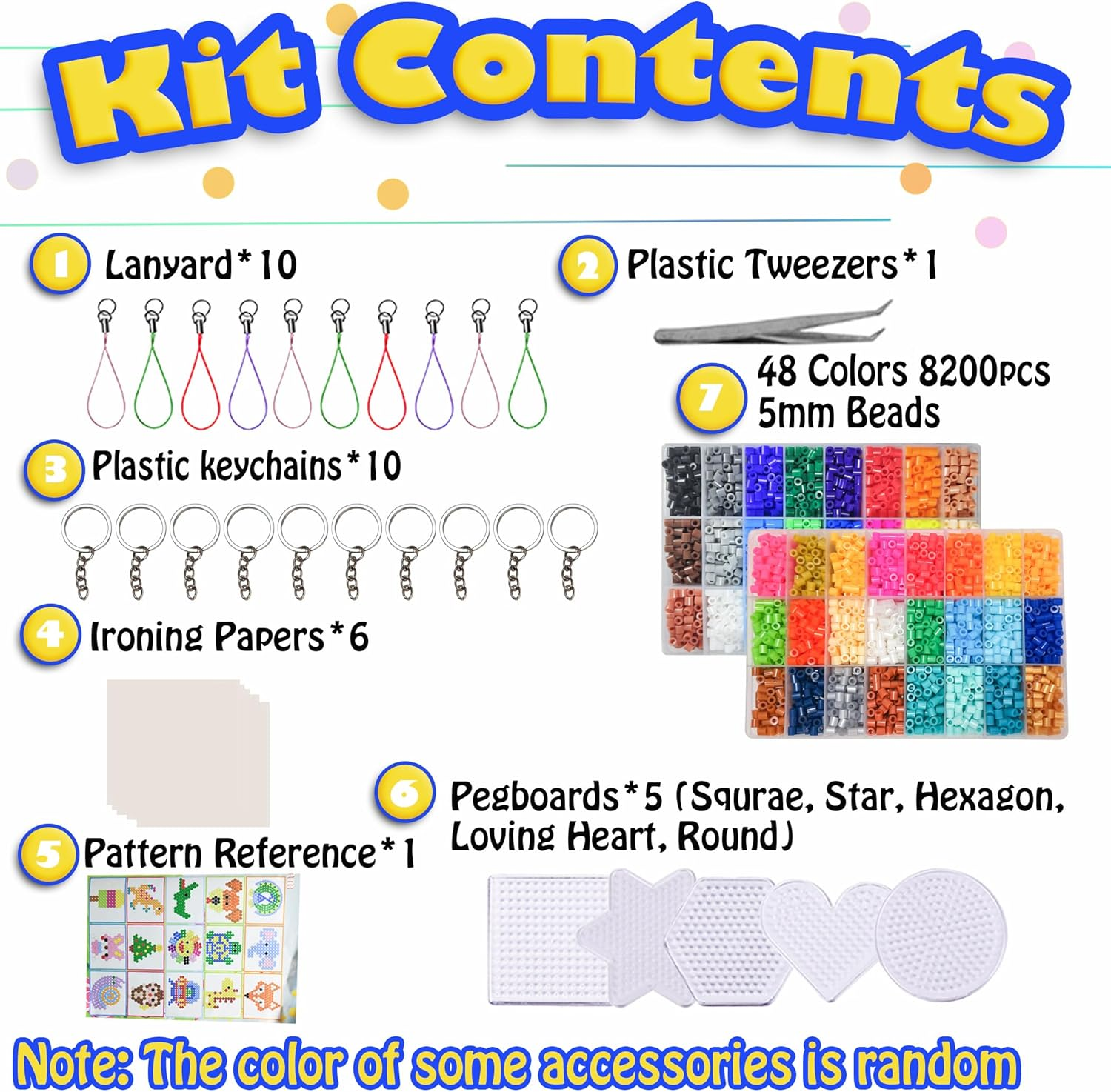 Yowamho Fuse Beads Kit - 48 Color Iron Beads Set, 8233 PCS 5Mm Beads, Art Crafts Set for Kids Ages 4-8, Girls Boys Gift Age 3 4 5 6 7 8 9 10 Years Old Present