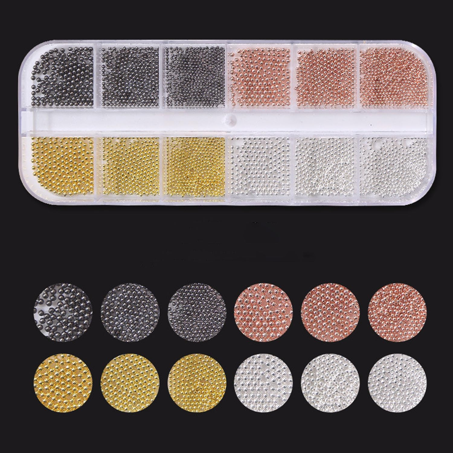 3D Micro Caviar Beads,Metal Mini Pearls Ball Glitter,Nail Art Caviar Beads Gold Silver Black Rosegold Gray Tiny Steel Beads for Nail Art Decorations DIY Crafts Accessories image number 5