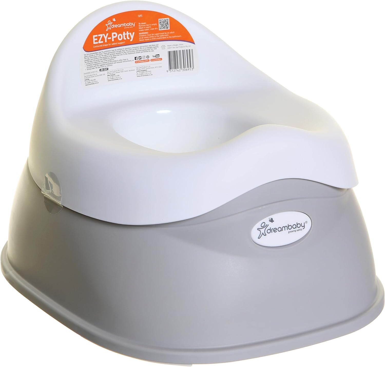 Dreambaby Ezy Potty Training Seat - Todllers Toilet Seat with Built-In Splash Guard, Slip-Resistant Base, and Removable Bowl - Perfect Size Travel Potty Chair for Toddlers 18 Months & above - Aqua