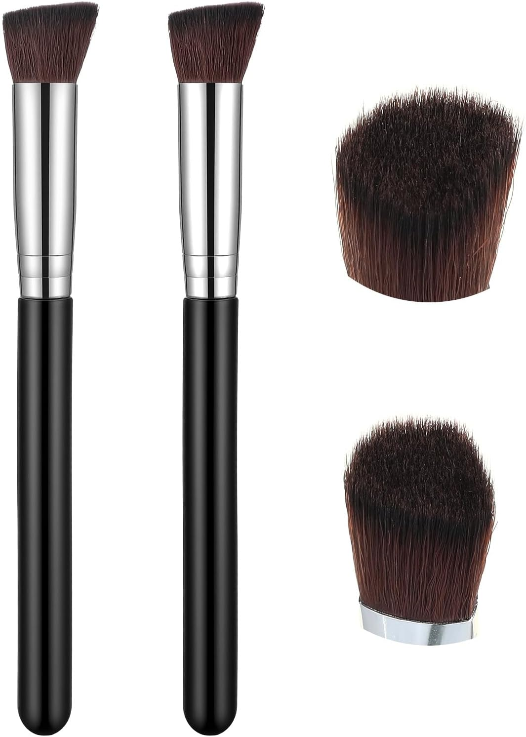 2 PCS Corner Eye Brush Triangle Concealer Brush Small Nose Contour Foundation Makeup Brushes Angled under Eye Brightening Brushes for Cream Face Contour Blending (Black) image number 5