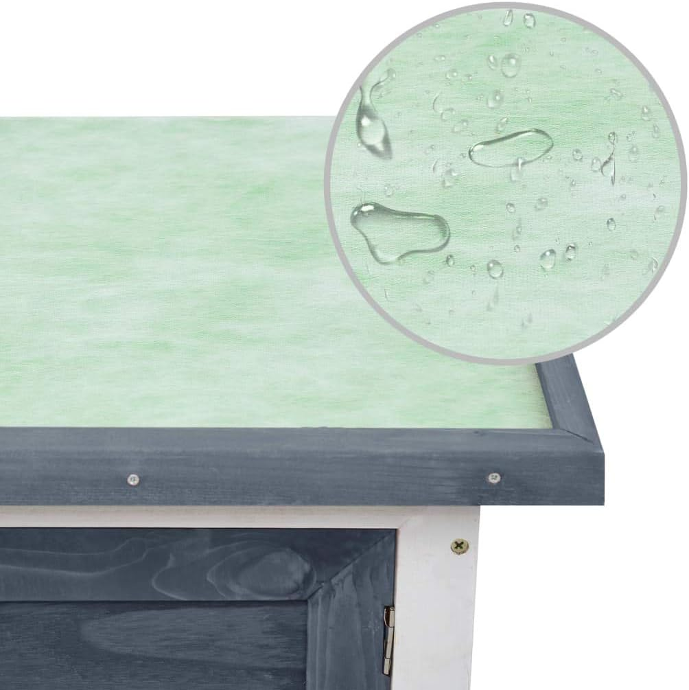 Outdoor Rabbit Hutch 1 Layer Grey Wood Pet House Small Animal Shelter Garden image number 2