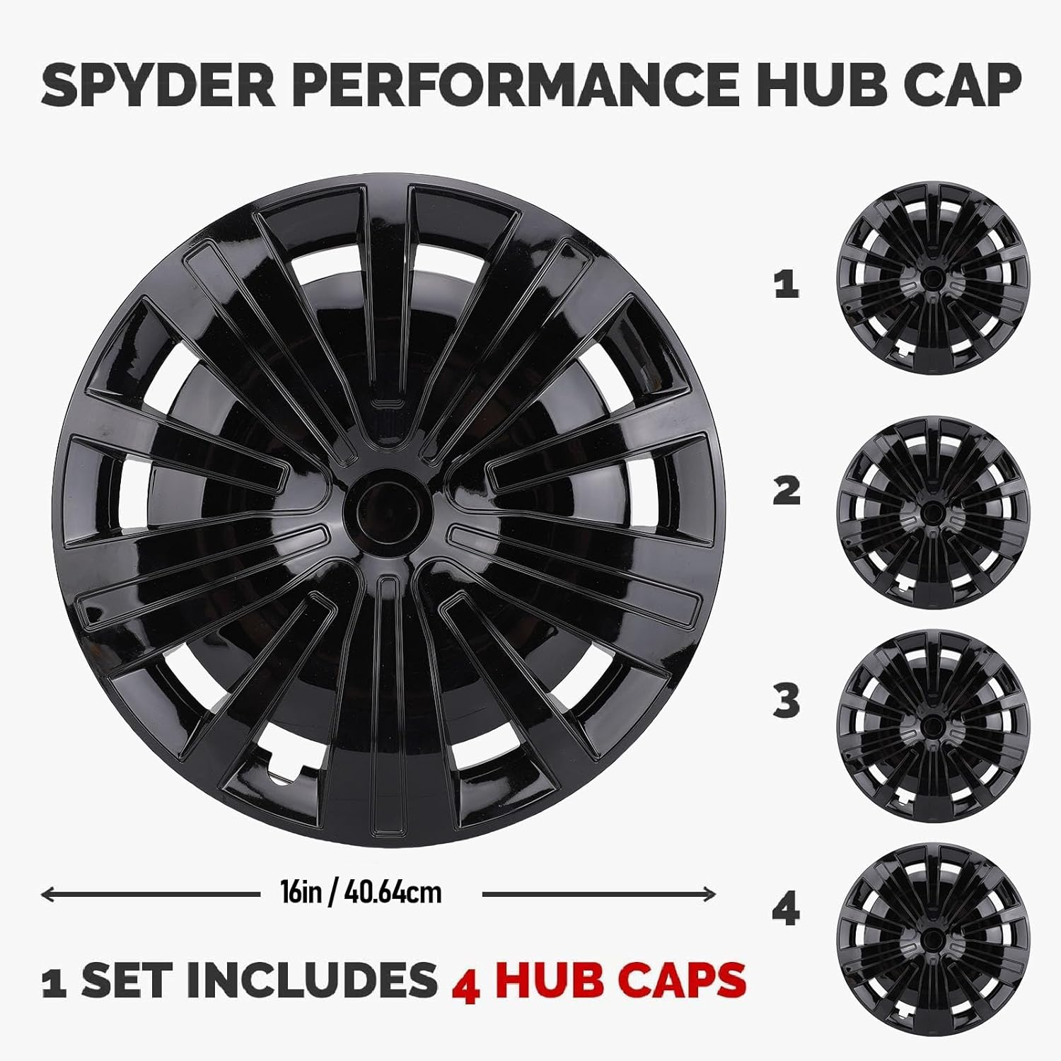16 Inch Hub ABS Wheel Covers for R16 Rims - Fit for Suvs, Trucks & Cars, Stylish & Design - Black image number 5