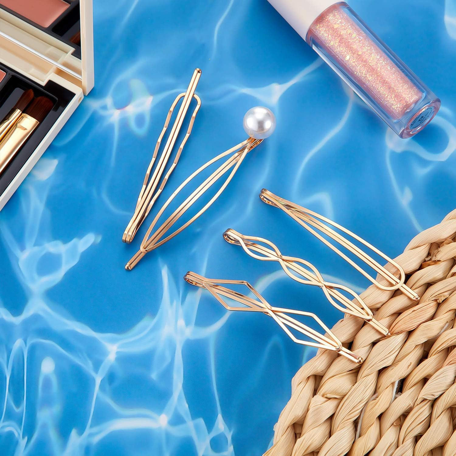 10 Pieces Geometric Metal Hair Clips and Barrettes for Women and Girls, Hair Styling Minimalist Wedding Dainty Accessories (Gold) image number 6